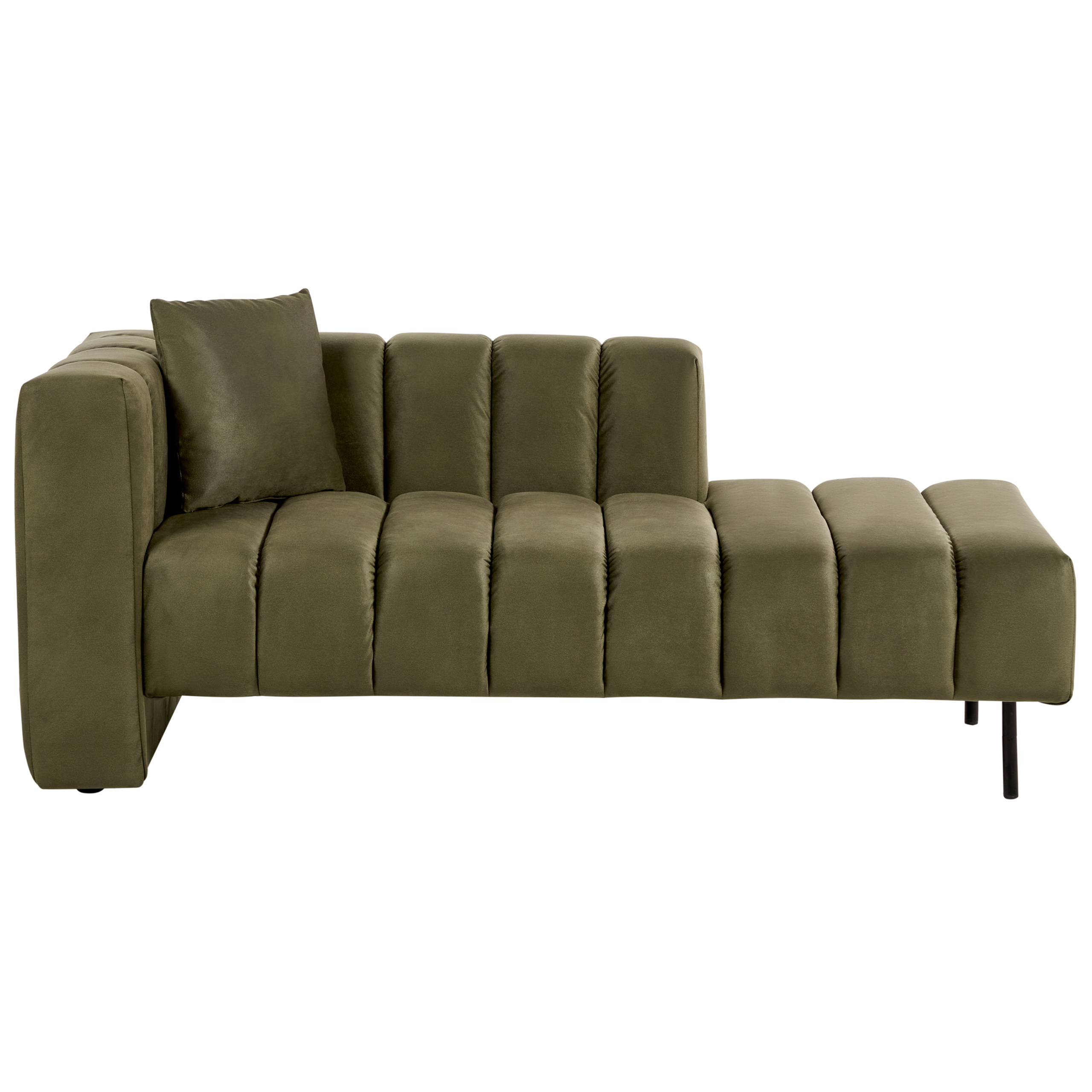 Chaise longue fluweel groen linkszijdig LANNILS
