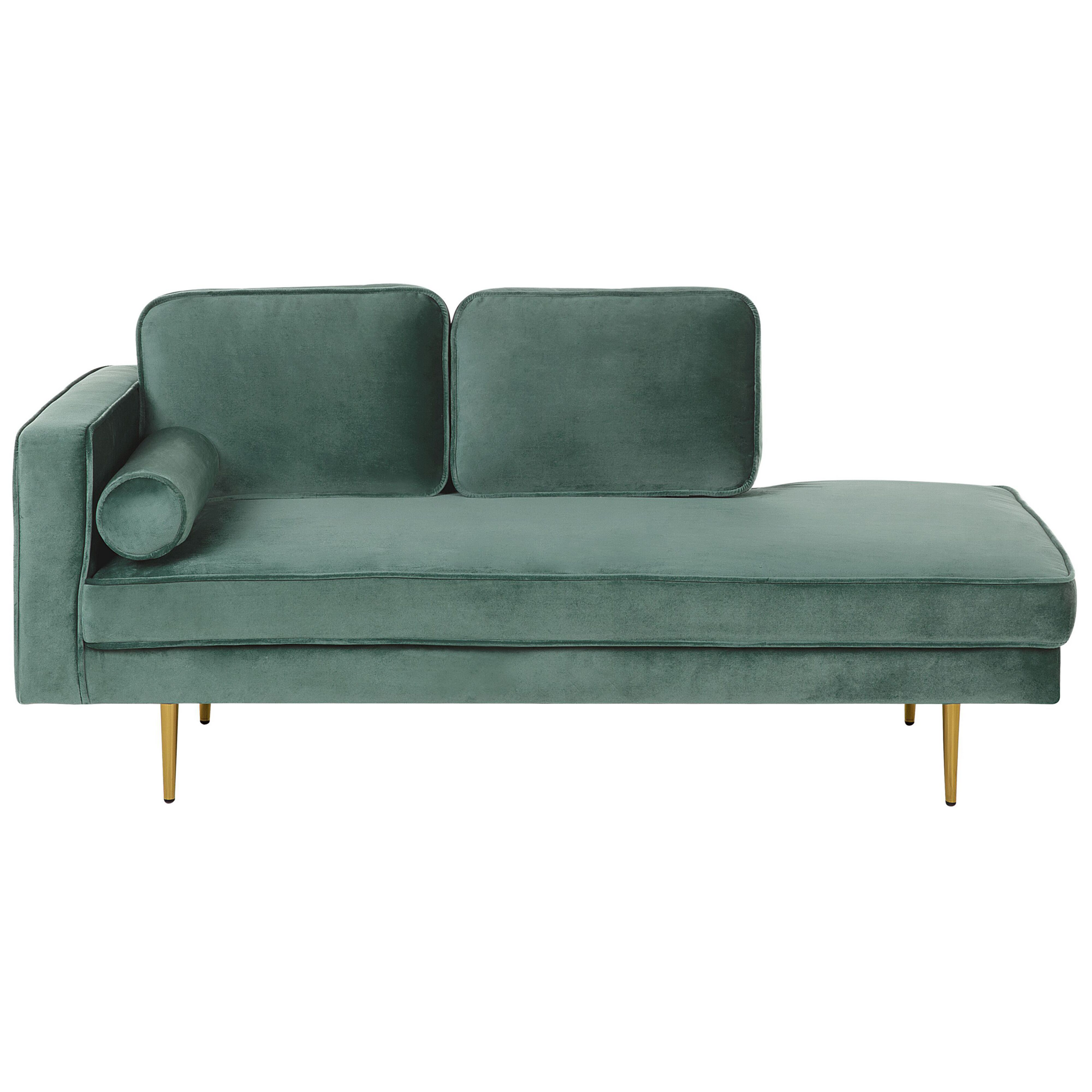 Chaise longue fluweel mintgroen linkszijdig MIRAMAS