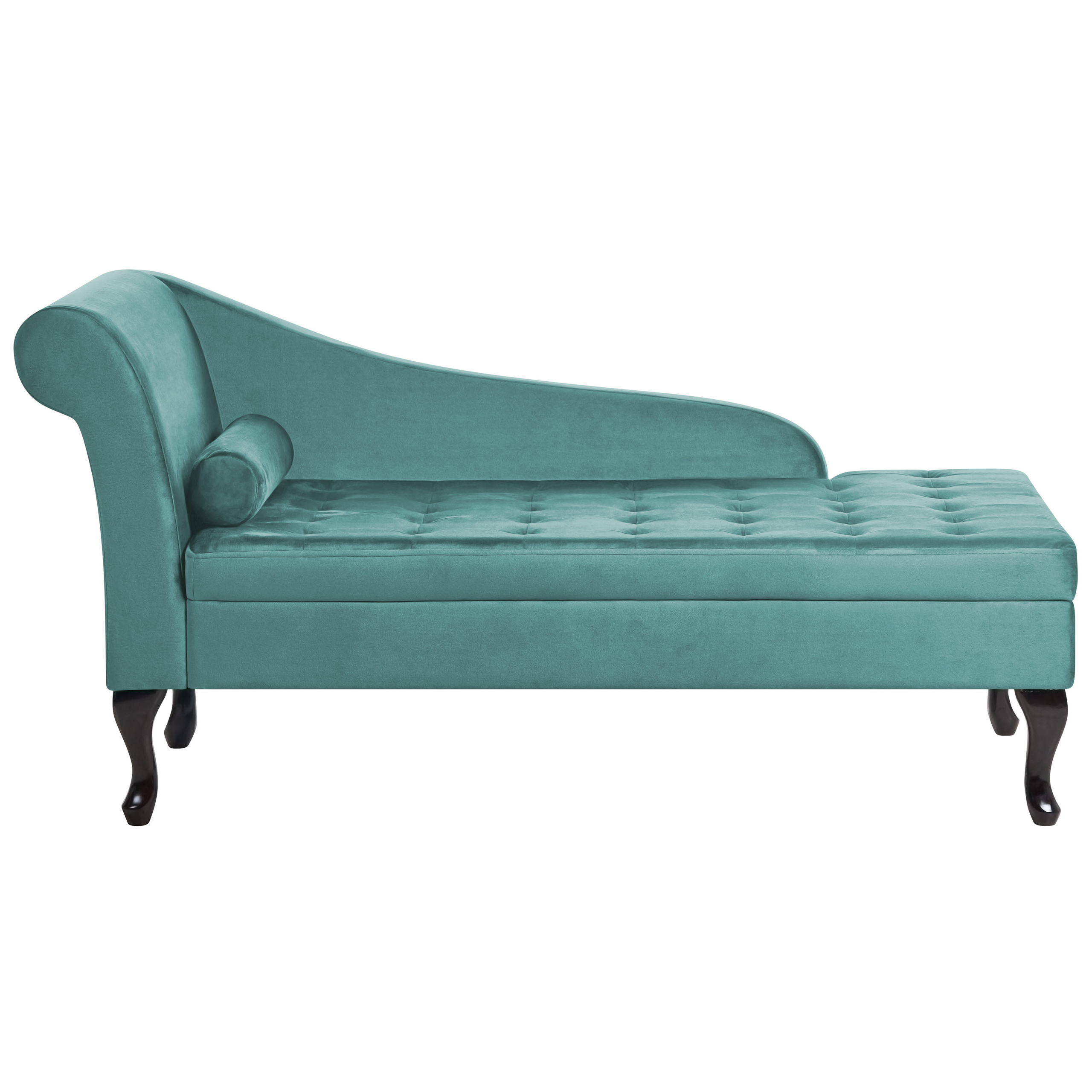 Chaise longue met opbergruimte fluweel groenblauw linkszijdig PESSAC