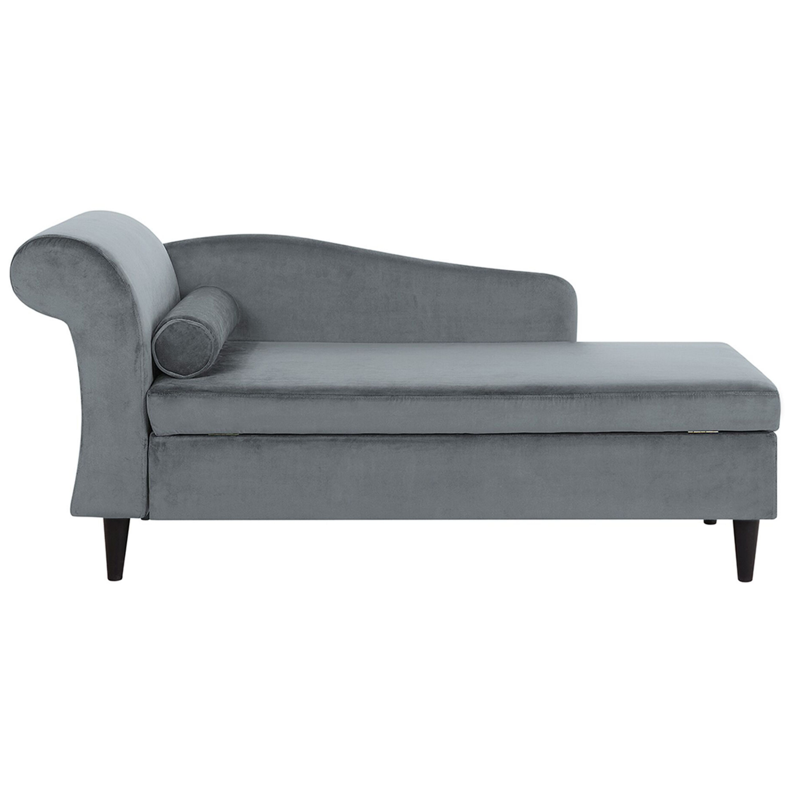 Chaise longue fluweel lichtgrijs linkszijdig LUIRO