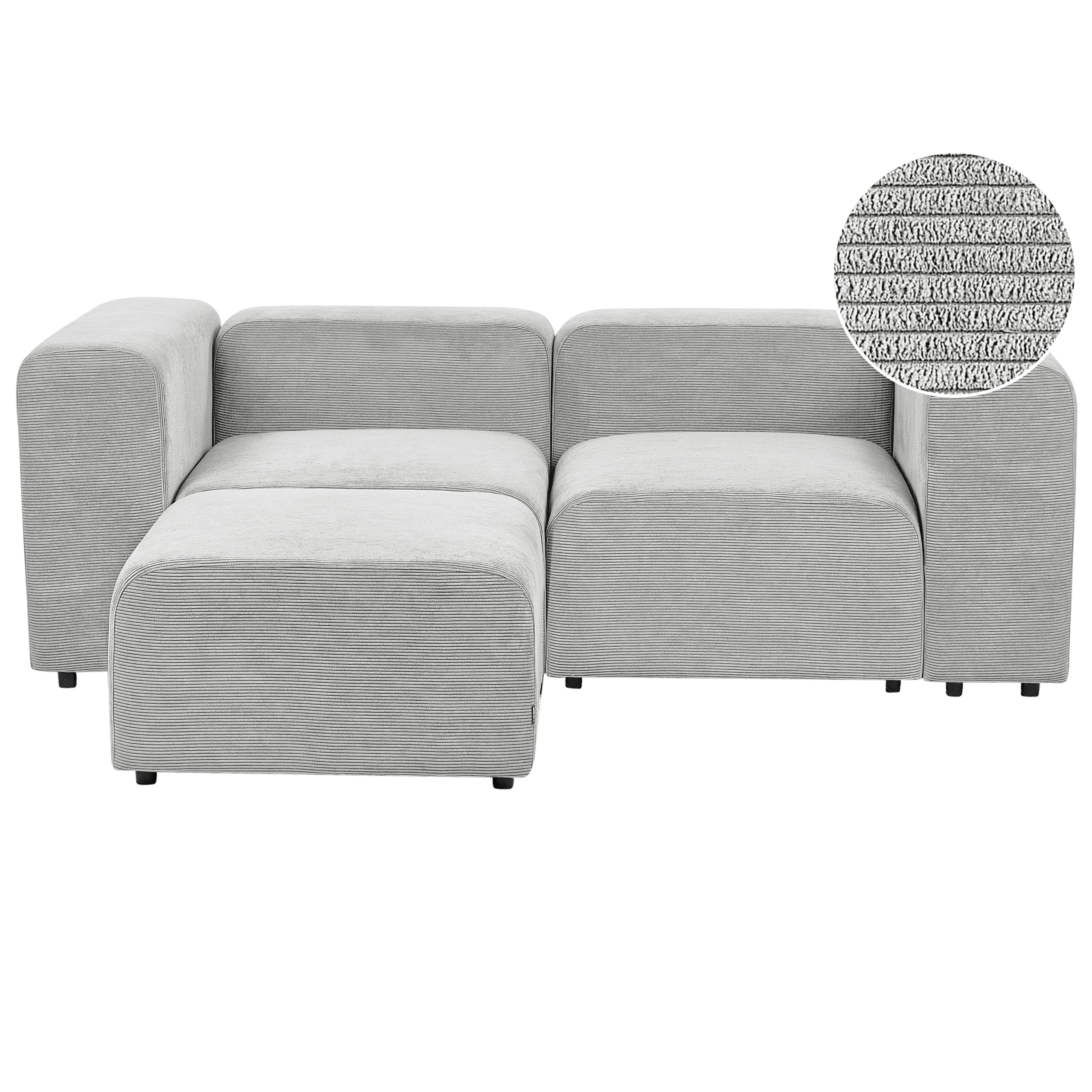 Modulaire tweezitsbank met ottomaan corduroy grijs FALSTERBO