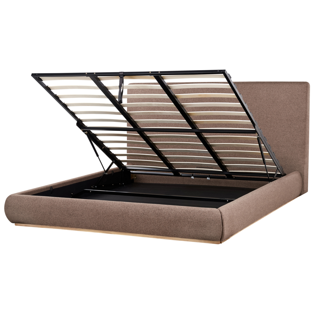 Letto ottomano Marrone Scuro Poliestere 180 x 200 cm contenitore e testiera Camera da letto Mobili Elegante