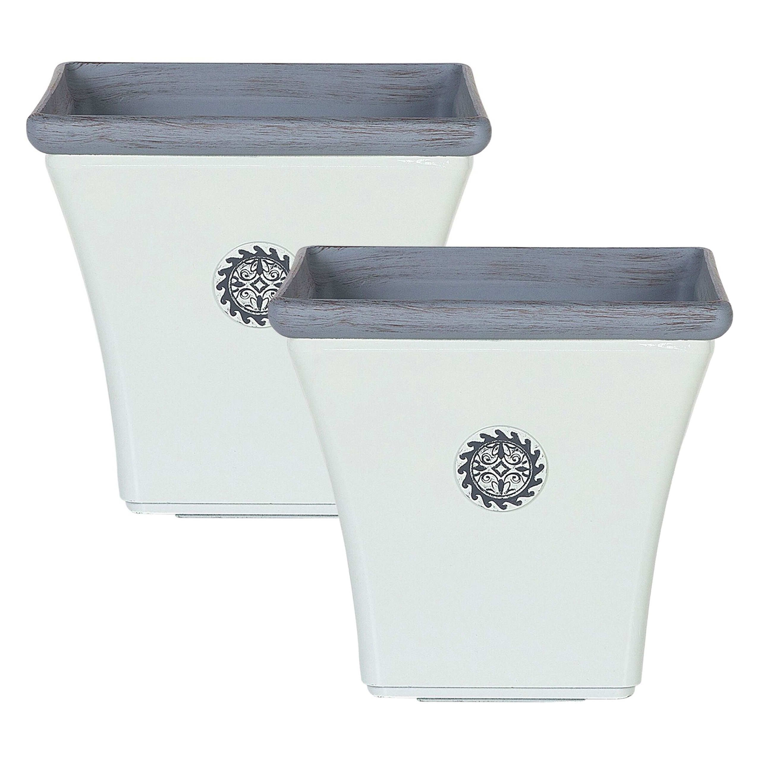 Bloempot set van 2 wit 32 x 32 x 31 cm ELATEIA