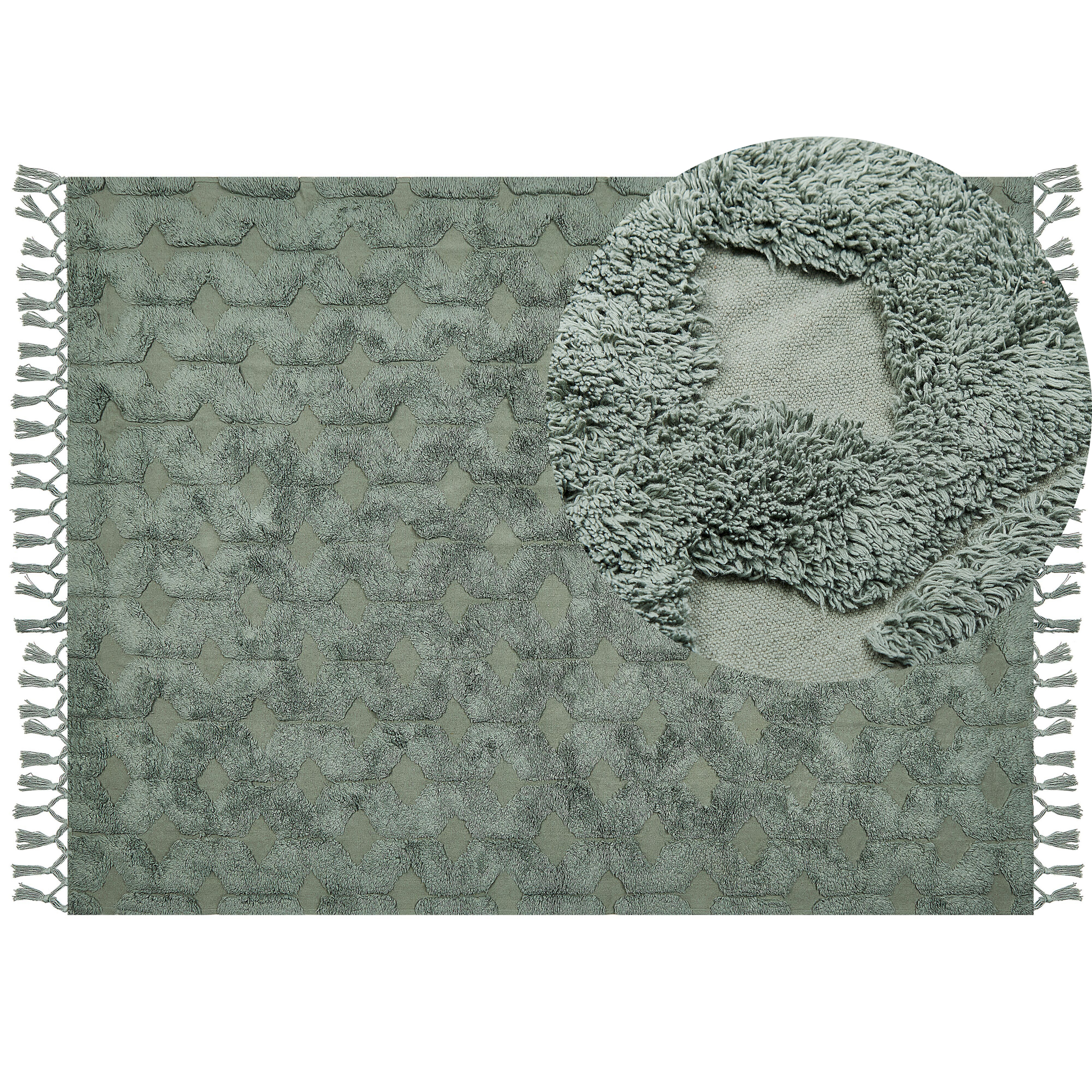 Vloerkleed katoen groen 160 x 230 cm KARS