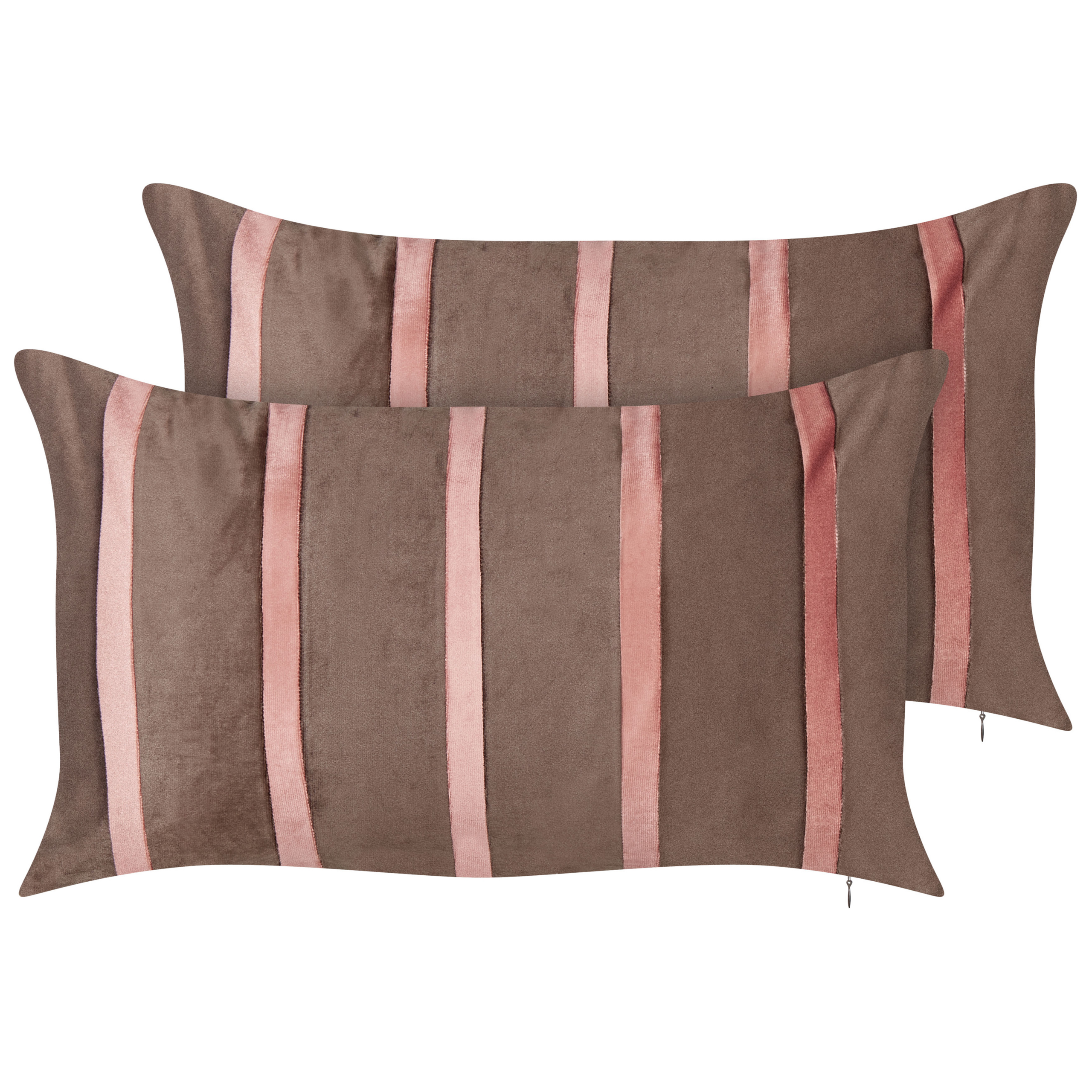 Set van 2 kussens Fluweel Bruin CRODYLINE 35 x 60 cm