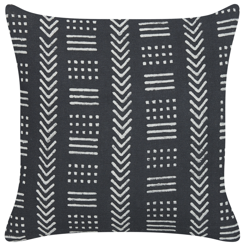 Image of Cuscino decorativo cotone bianco e nero 45 x 45 cm motivo geometrico stampa blocchi stile boho accessori
