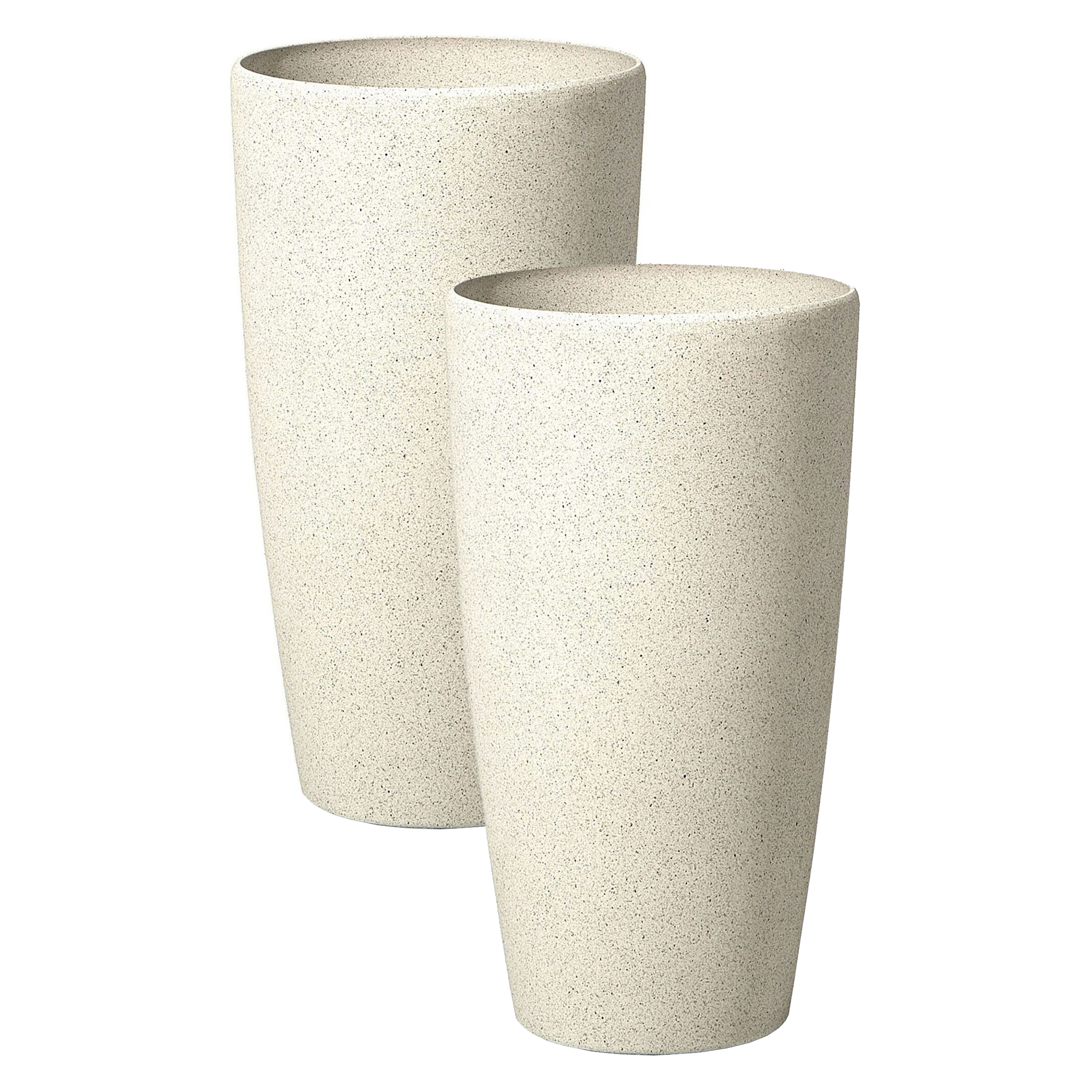 Bloempot set van 2 beige 23x23x42 cm ABDERA