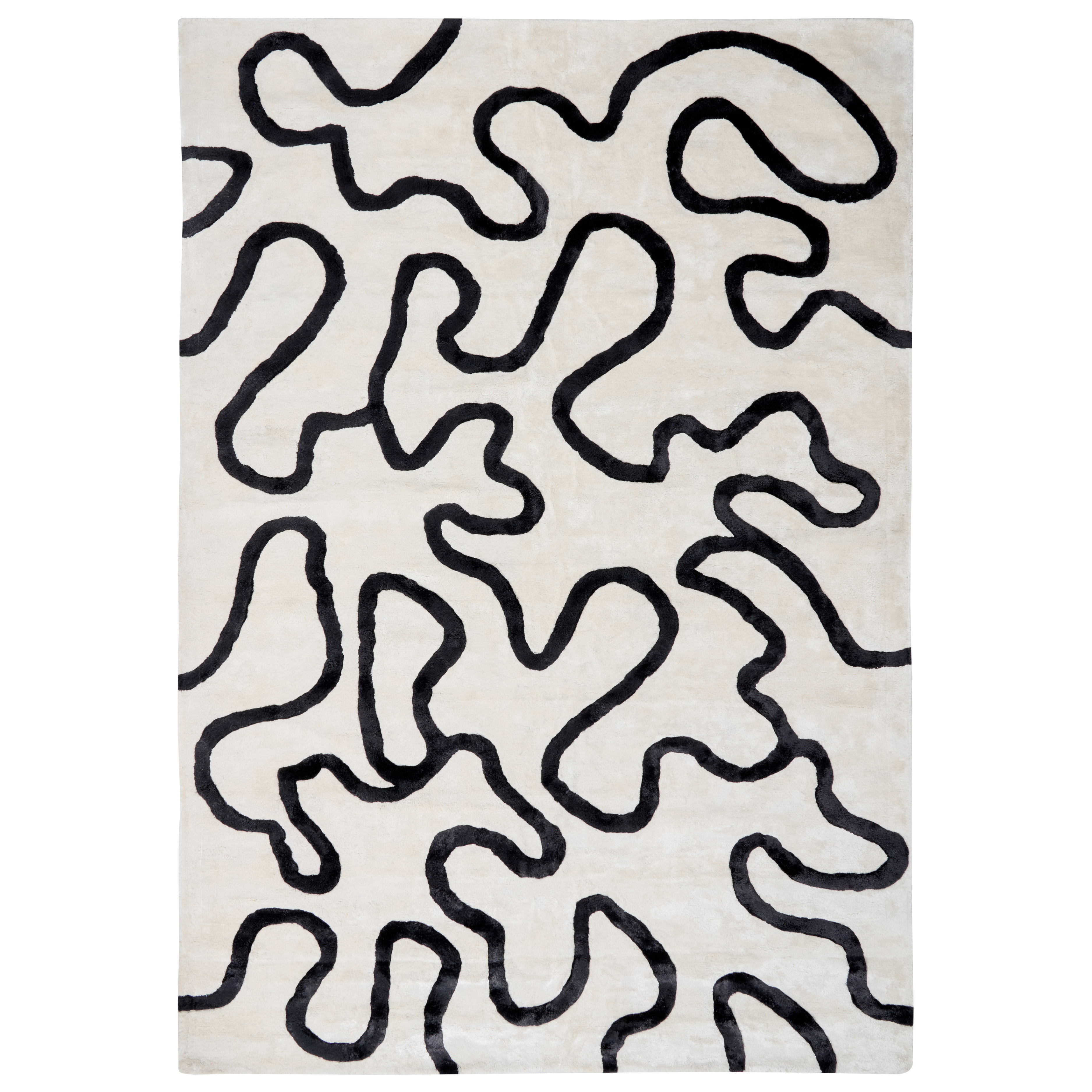Vloerkleed viscose wit/zwart 160 x 230 cm KAPPAR