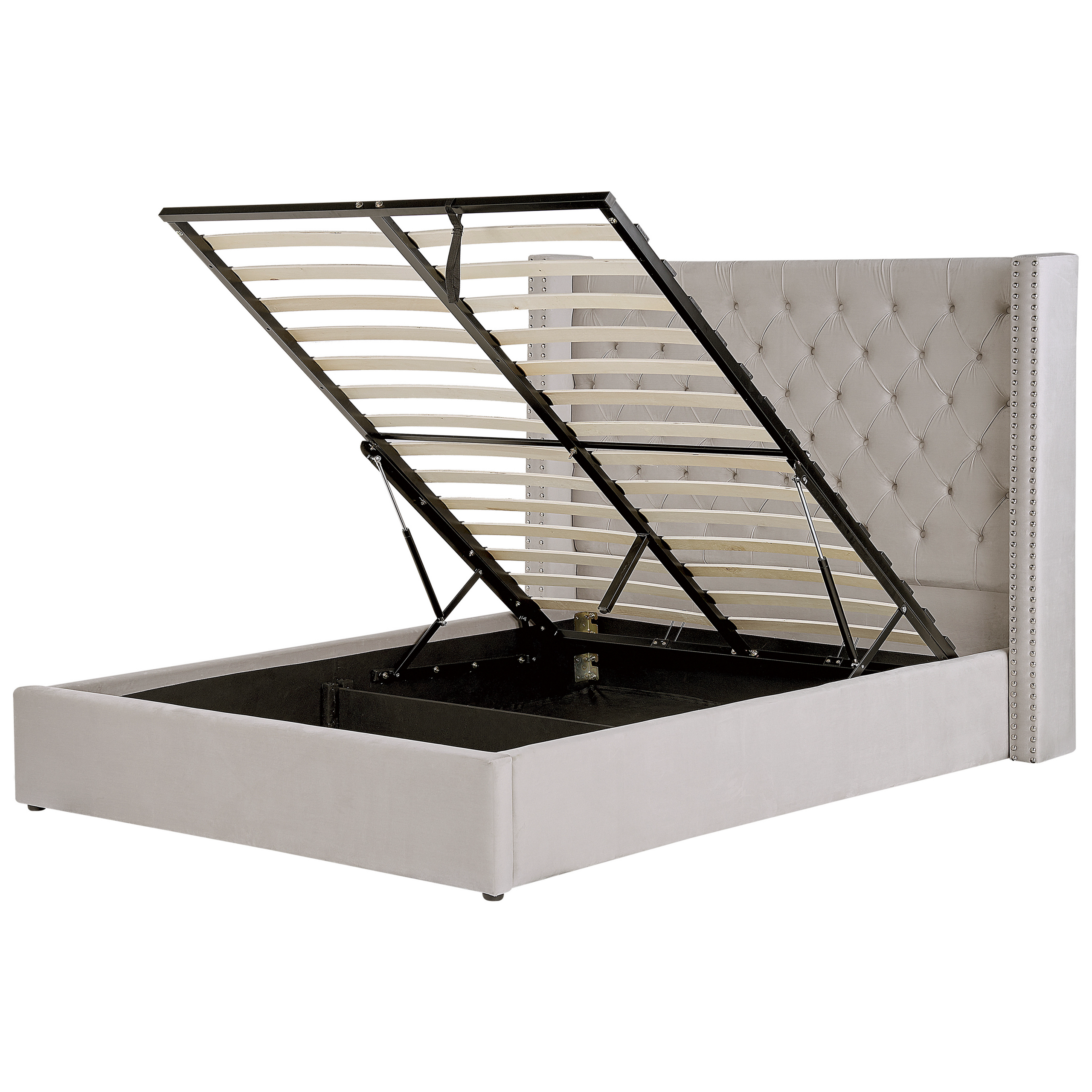 Bed met opbergruimte fluweel lichtgrijs 160 x 200 cm LUBBON