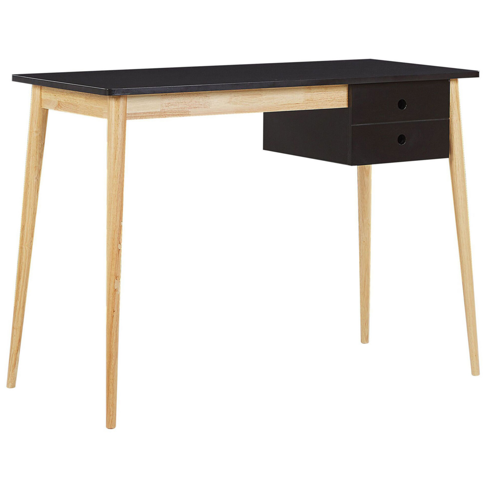 Scrivania da ufficio in legno Nero e legno chiaro MDF 106 x 48 cm con cassetto retrò