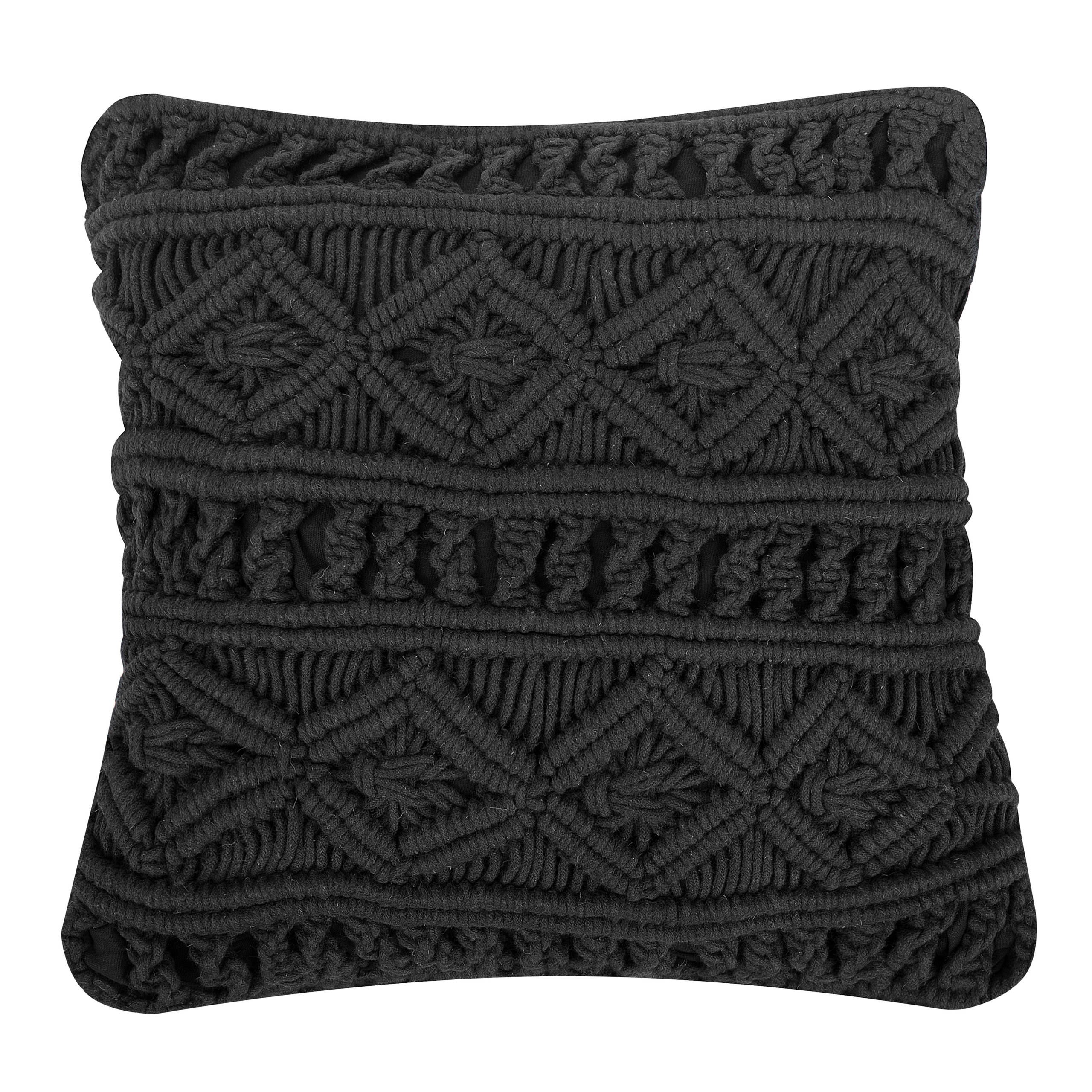 Sierkussen Macramé Zwart MUDANYA 45 x 45 cm