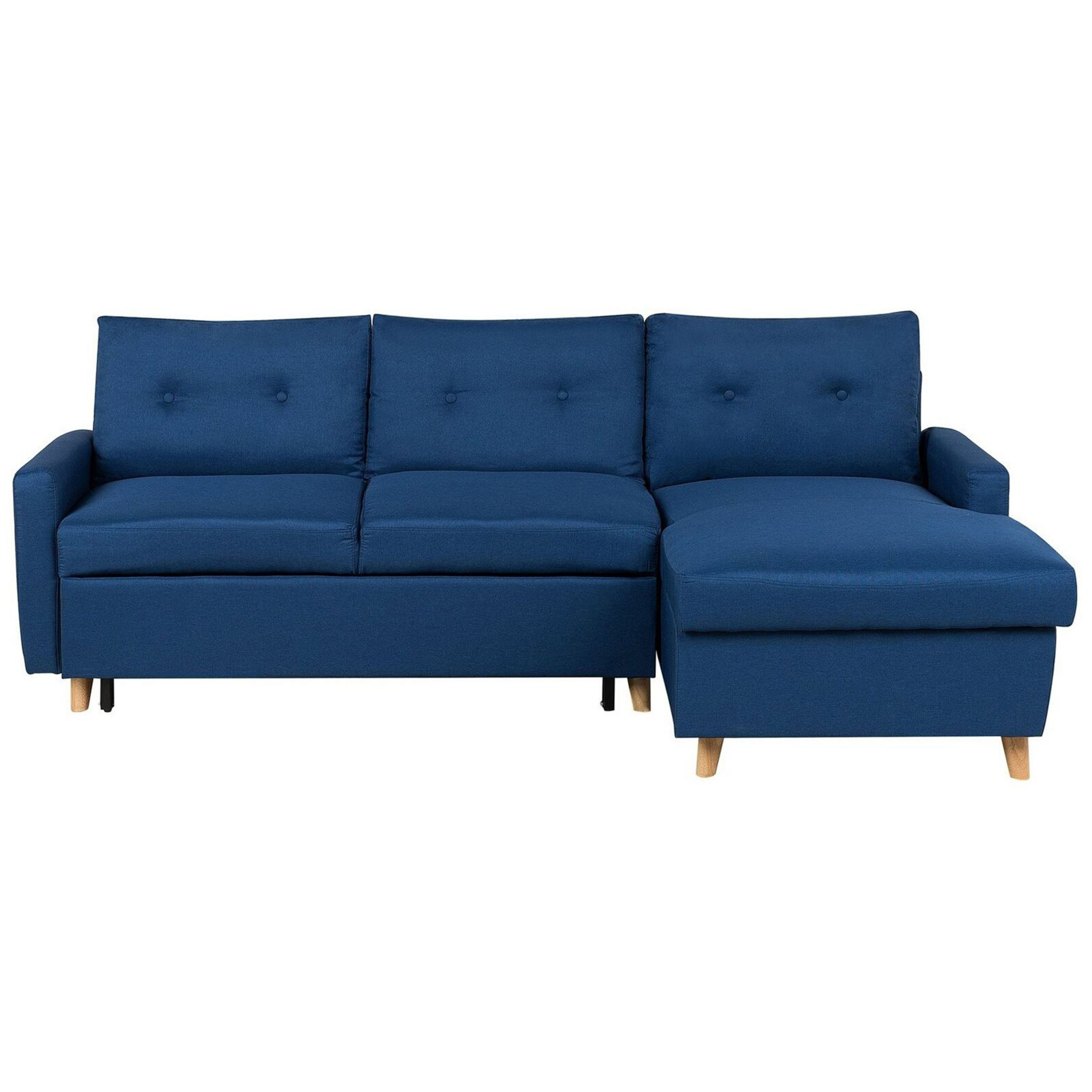 Hoekbank stof marineblauw linkszijdig FLAKK