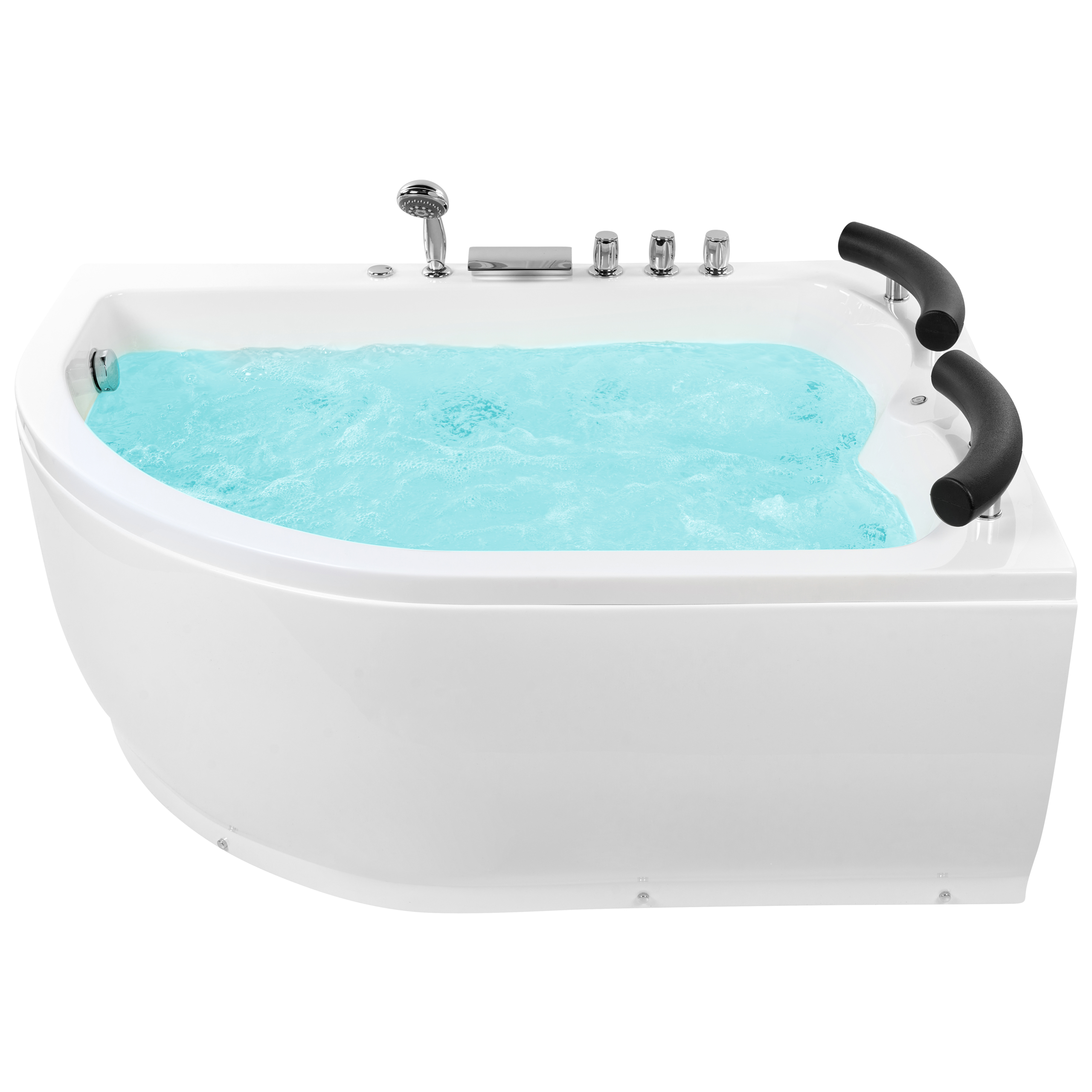 Hoekbad whirlpool LED wit 158 x 113 cm linkszijdig PARADISO