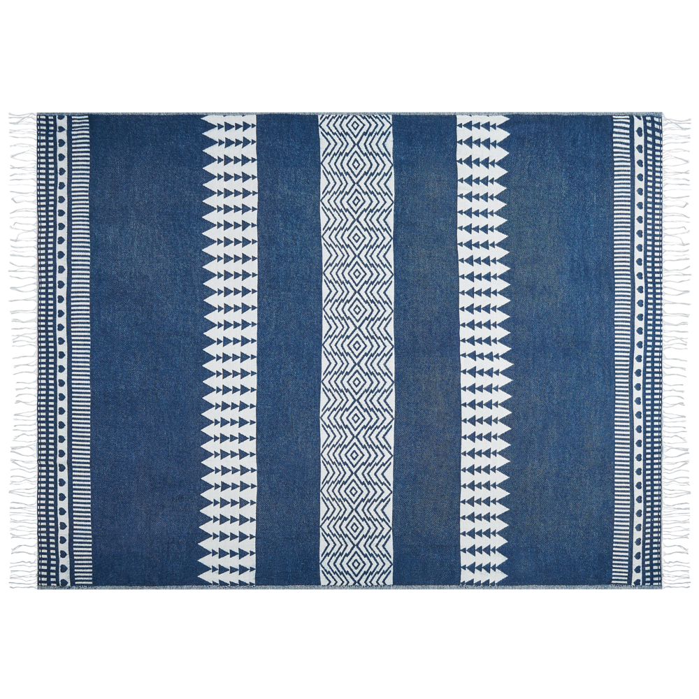 Image of Coperta in acrilico verde acqua, 130 x 170 cm, copriletto in poliestere, motivo geometrico, frange, soggiorno, camera da letto