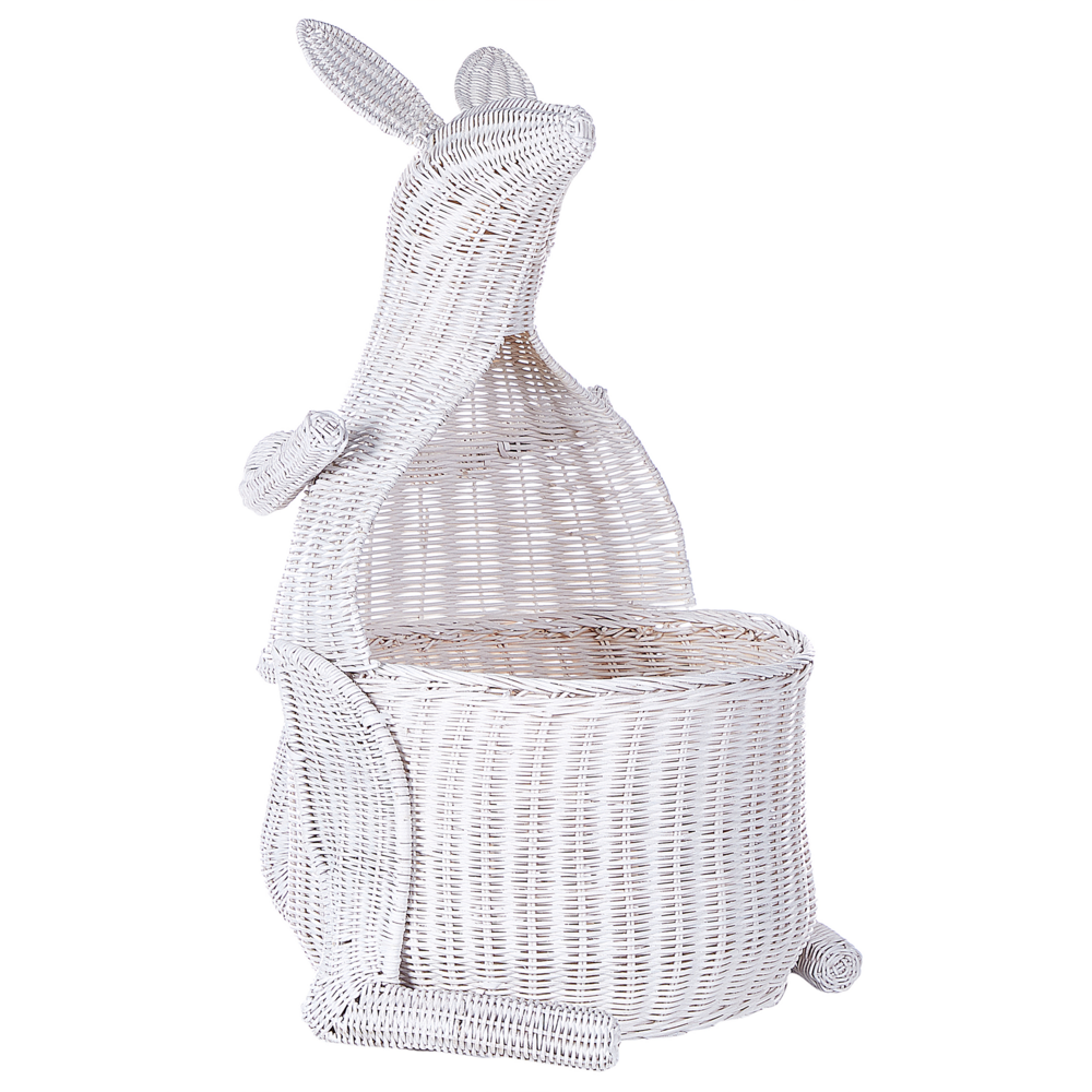 Image of Cesto di vimini Kangaroo Cesto di giocattoli in rattan intrecciato bianco Accessorio per la camera del bambino