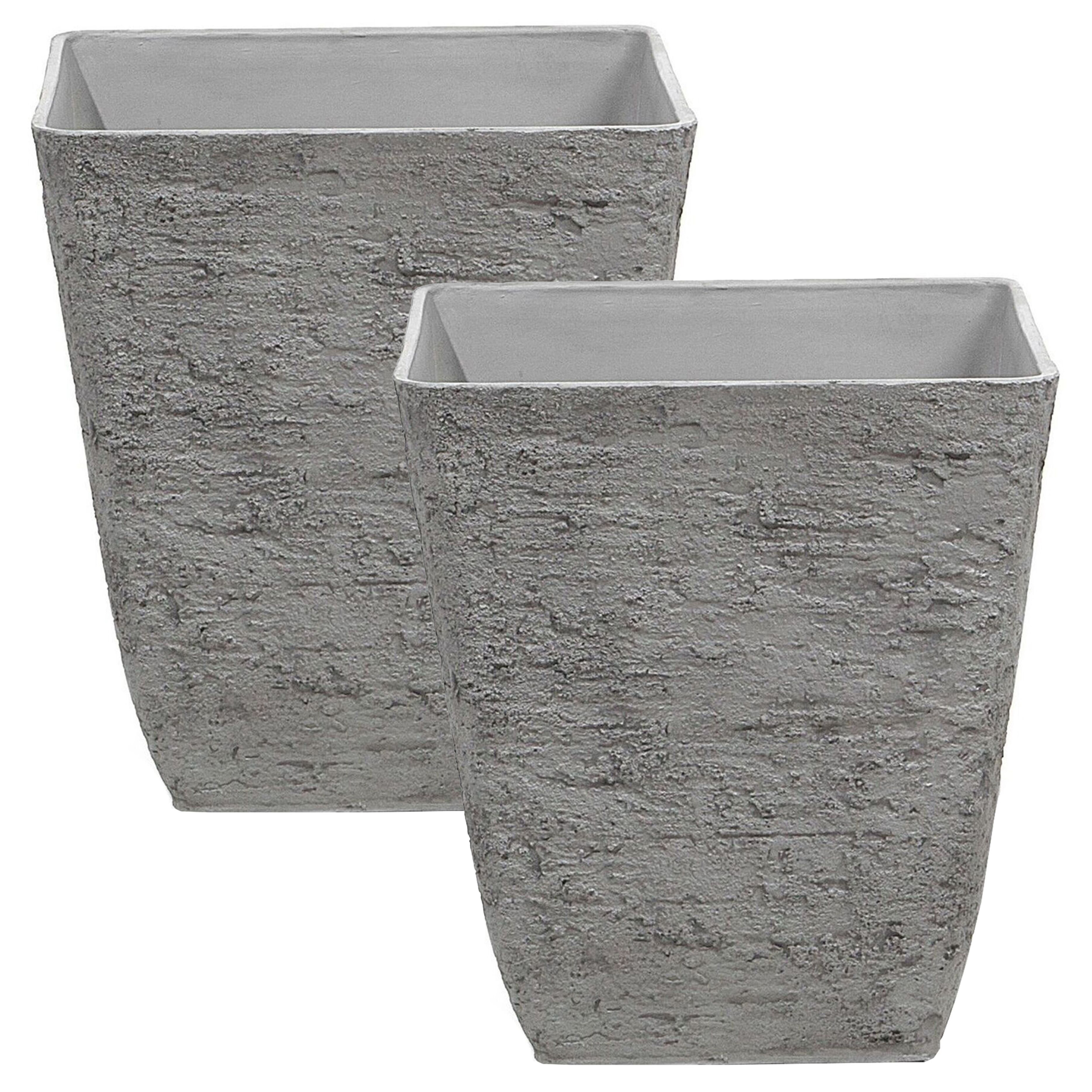 Bloempot set van 2 grijs 39x39x43 cm DELOS