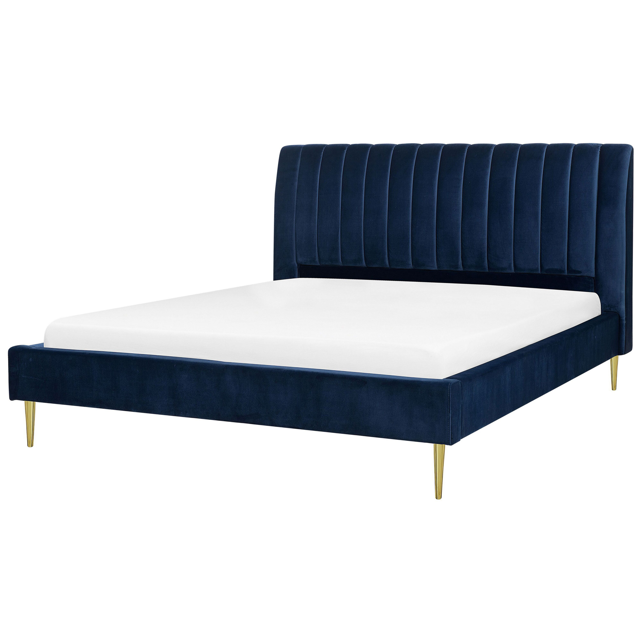 Bed fluweel marineblauw 180 x 200 cm MARVILLE