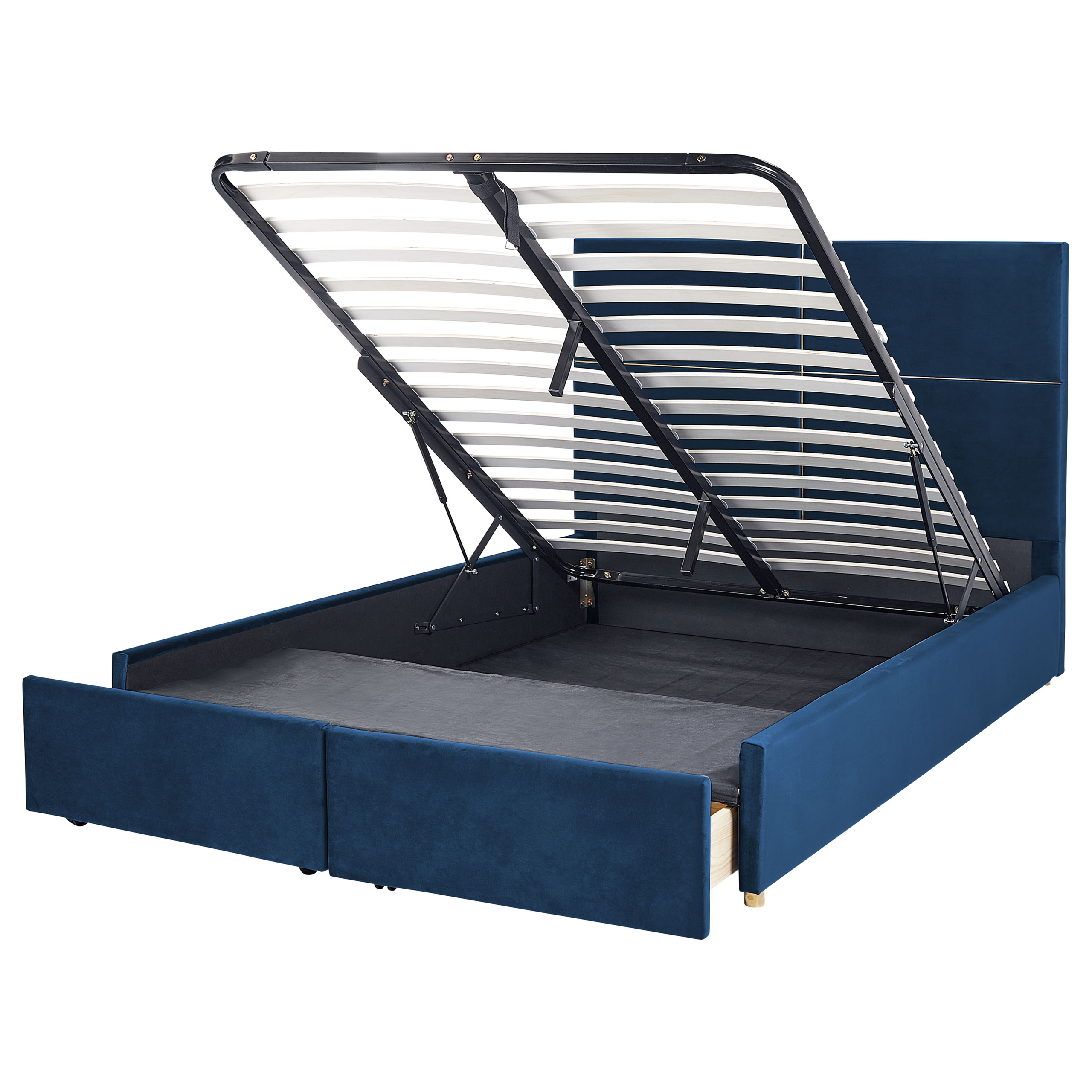 Bed met opbergruimte fluweel marineblauw 140 x 200 cm VERNOYES