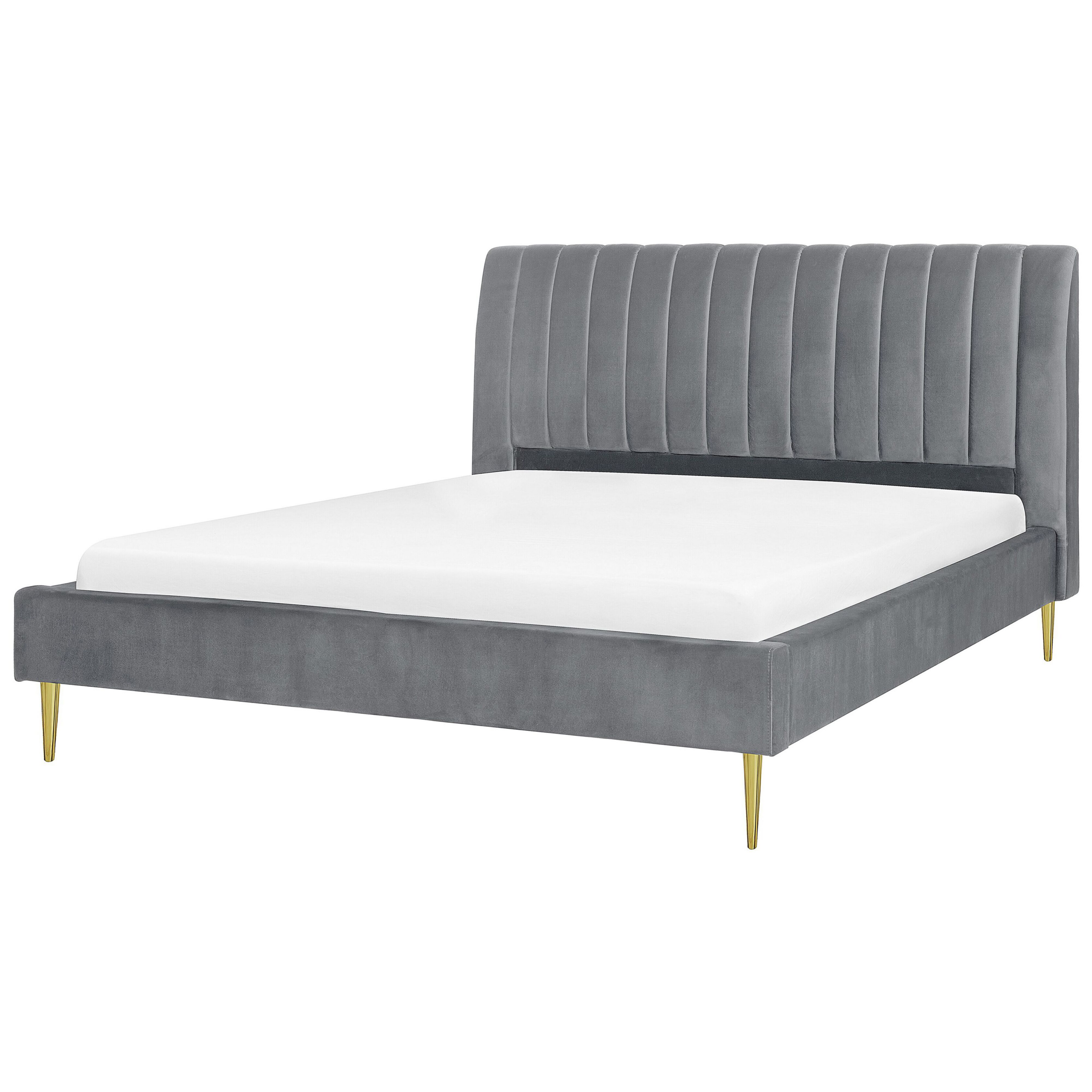 Bed fluweel grijs 180 x 200 cm MARVILLE