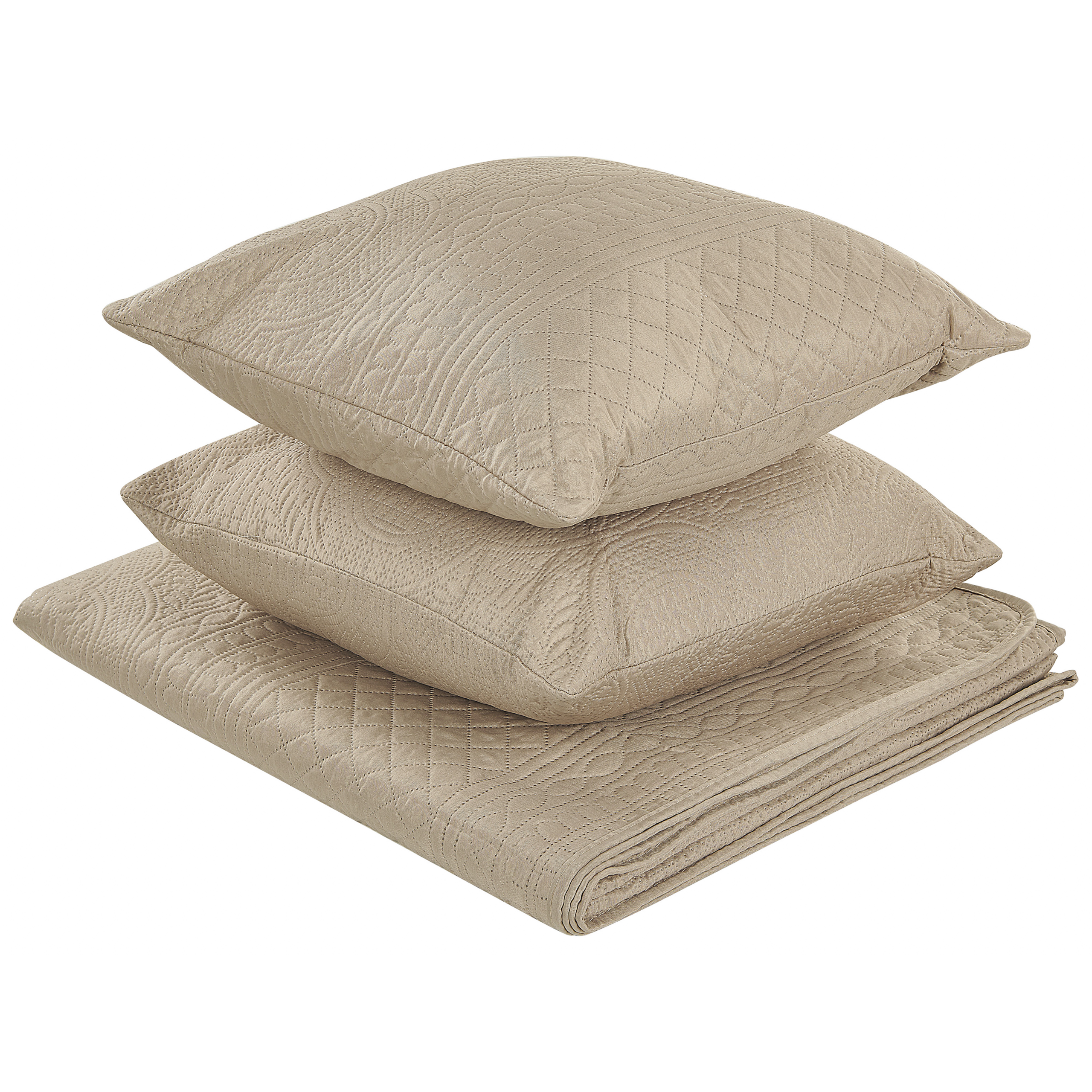 Bedsprei met kussens taupe 140 x 210 cm SHUSH