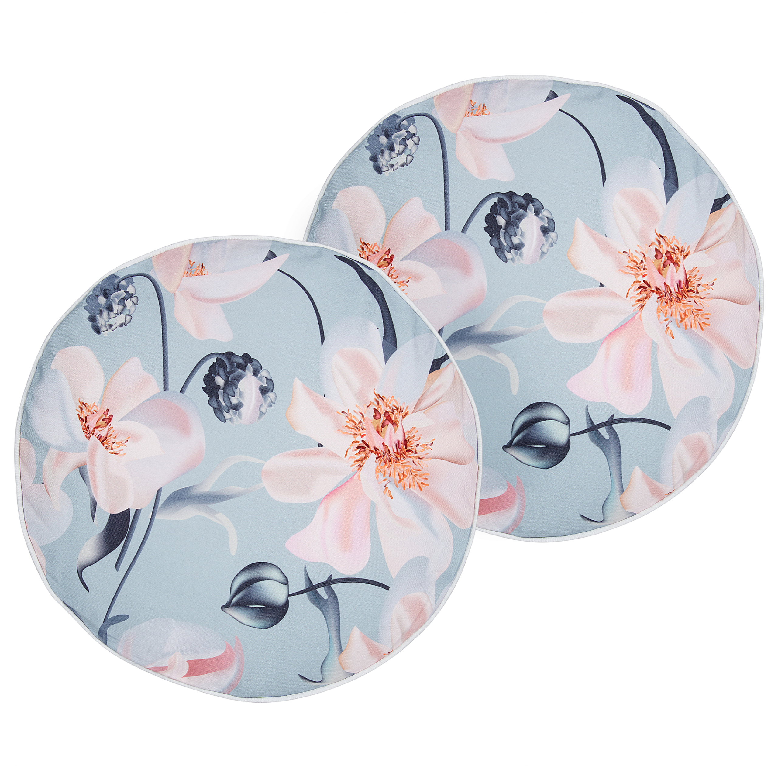 Tuinkussen set van 2 bloemenpatroon blauw ⌀ 40 cm APRICALE
