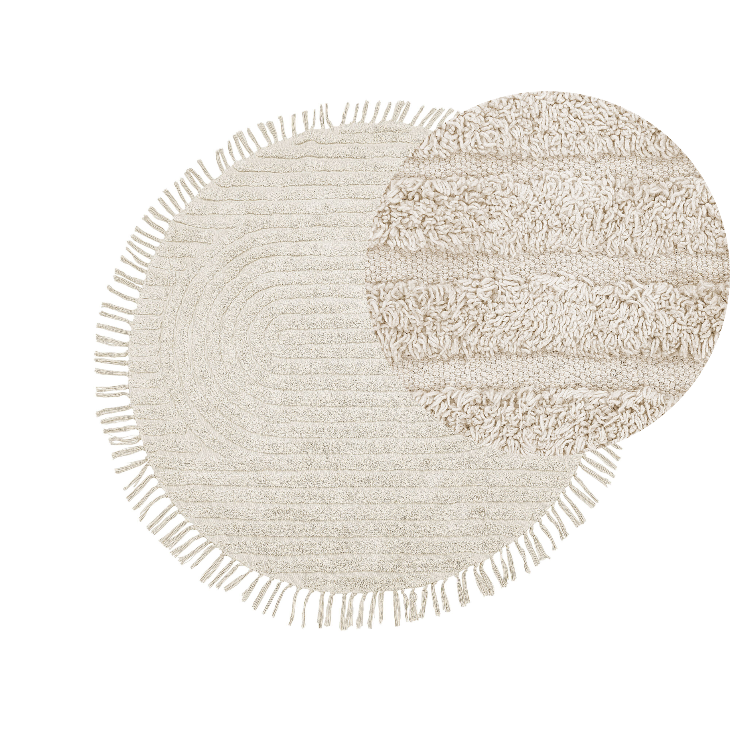 Vloerkleed katoen beige ⌀ 140 cm HALFETI