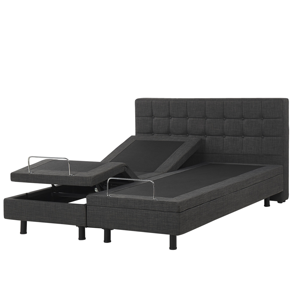 Letto Tessuto di colore Grigio Scuro Elettrico Regolabile con Telecomando 160 x 200 cm matrimoniale moderno
