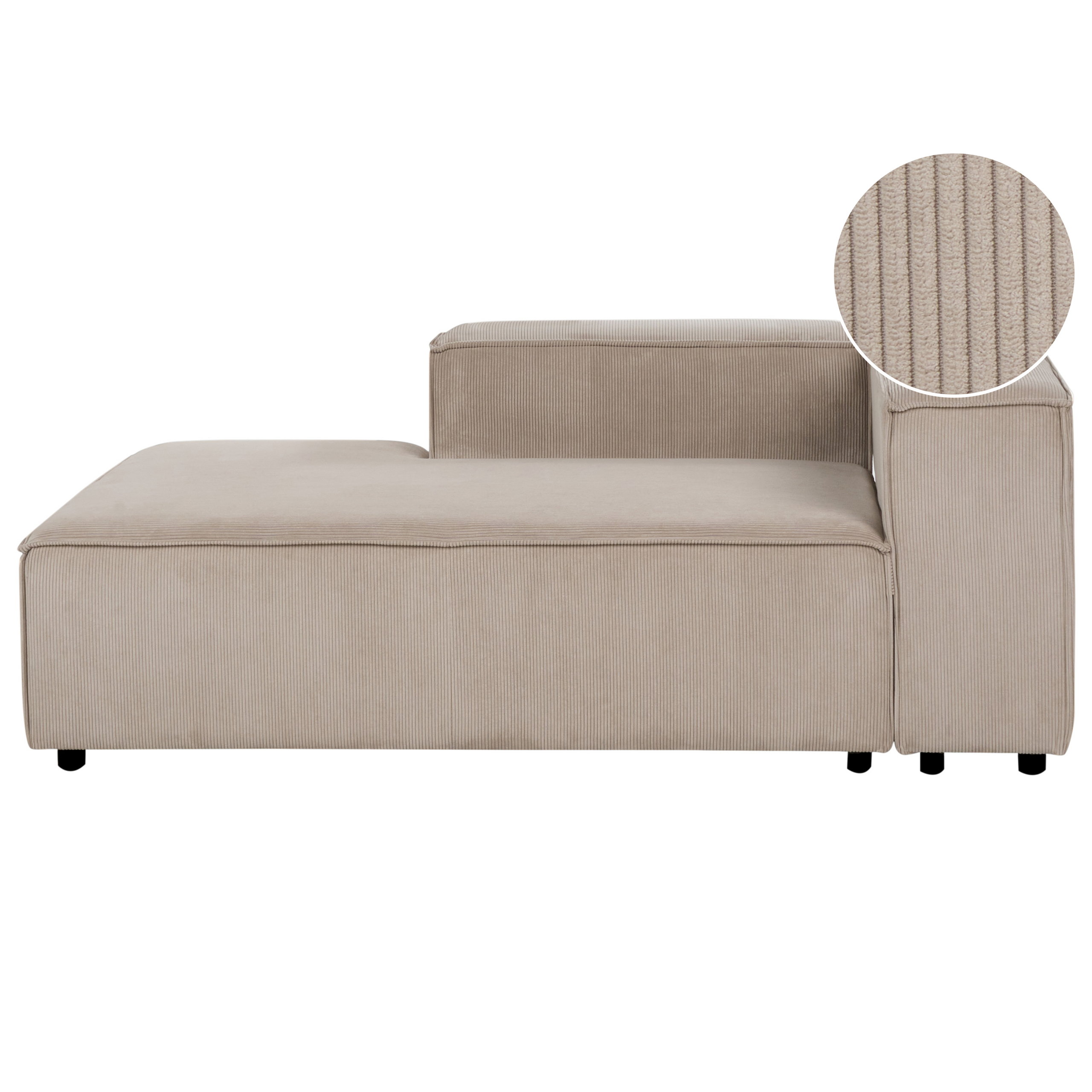 Chaise longue corduroy lichtbruin rechtszijdig APRICA