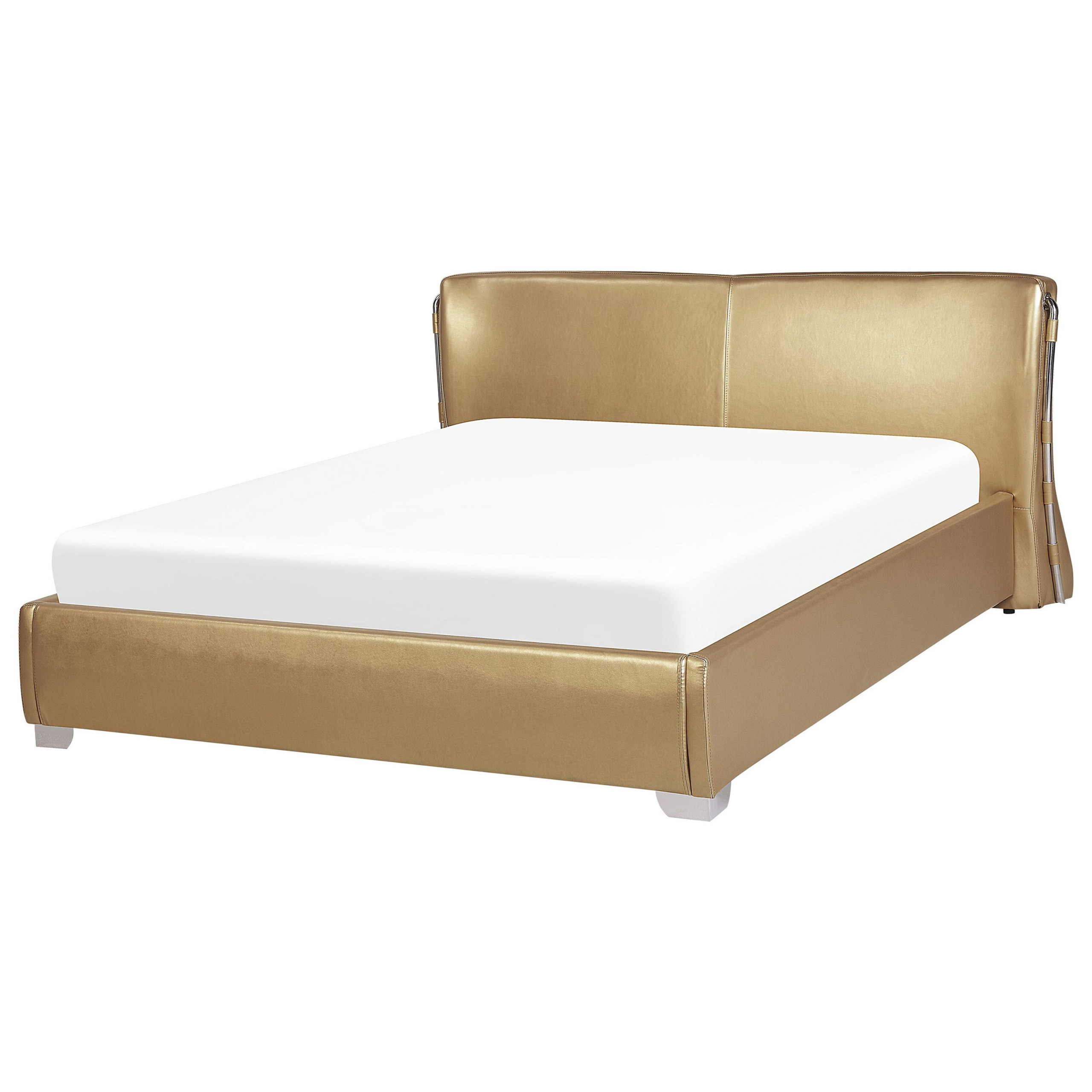 Bed leer goud 160 x 200 cm PARIS