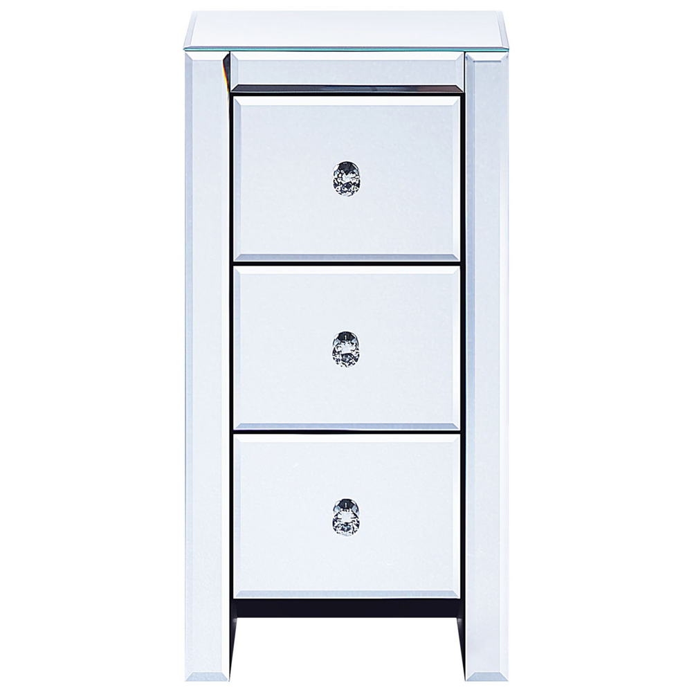 Cassettiera Comodino 3 Cassetti Vetro Specchiato Argento 60 X 30 X 30 Cm Glam-image