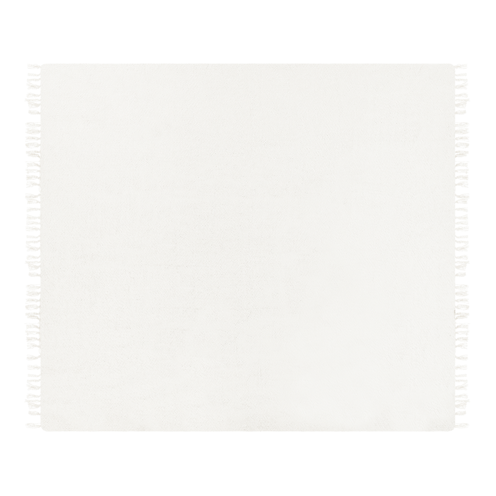 Image of Coperta tessuta a mano con frange 240 x 220 cm bianco crema stile classico morbida letto divano