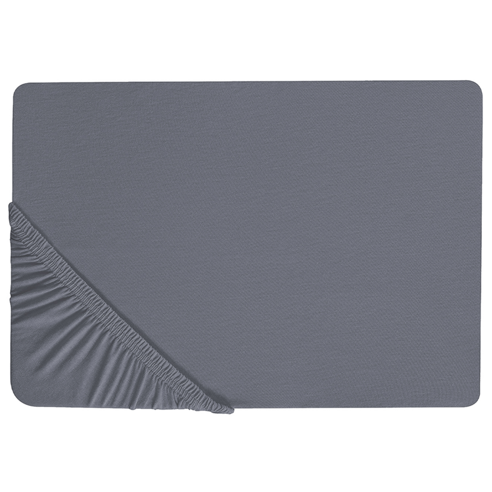 Image of Lenzuolo con angoli cotone grigio scuro 160 x 200 cm con bordi elastici modello classico a tinta unita camera da letto classica