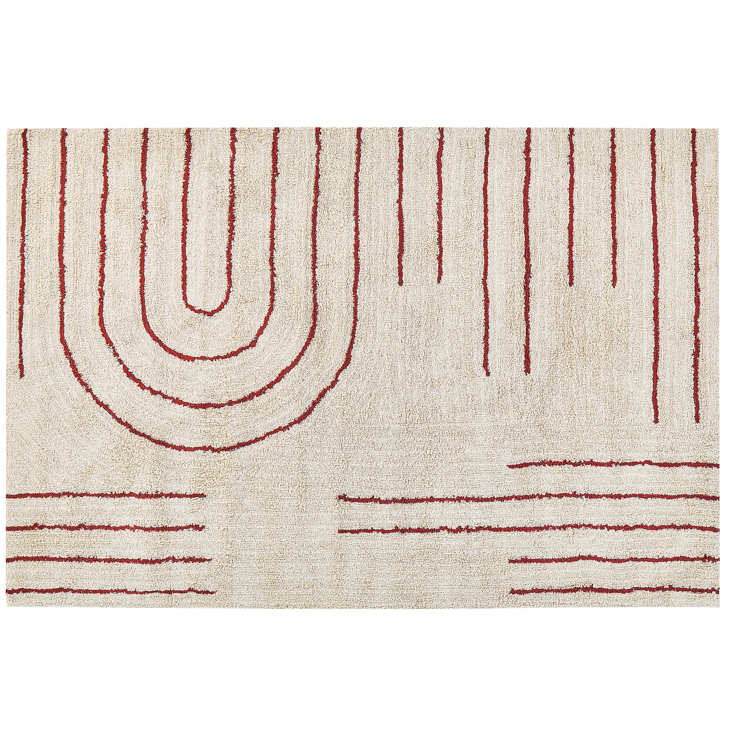 Vloerkleed katoen beige/rood 140 x 200 cm TIRUPATI