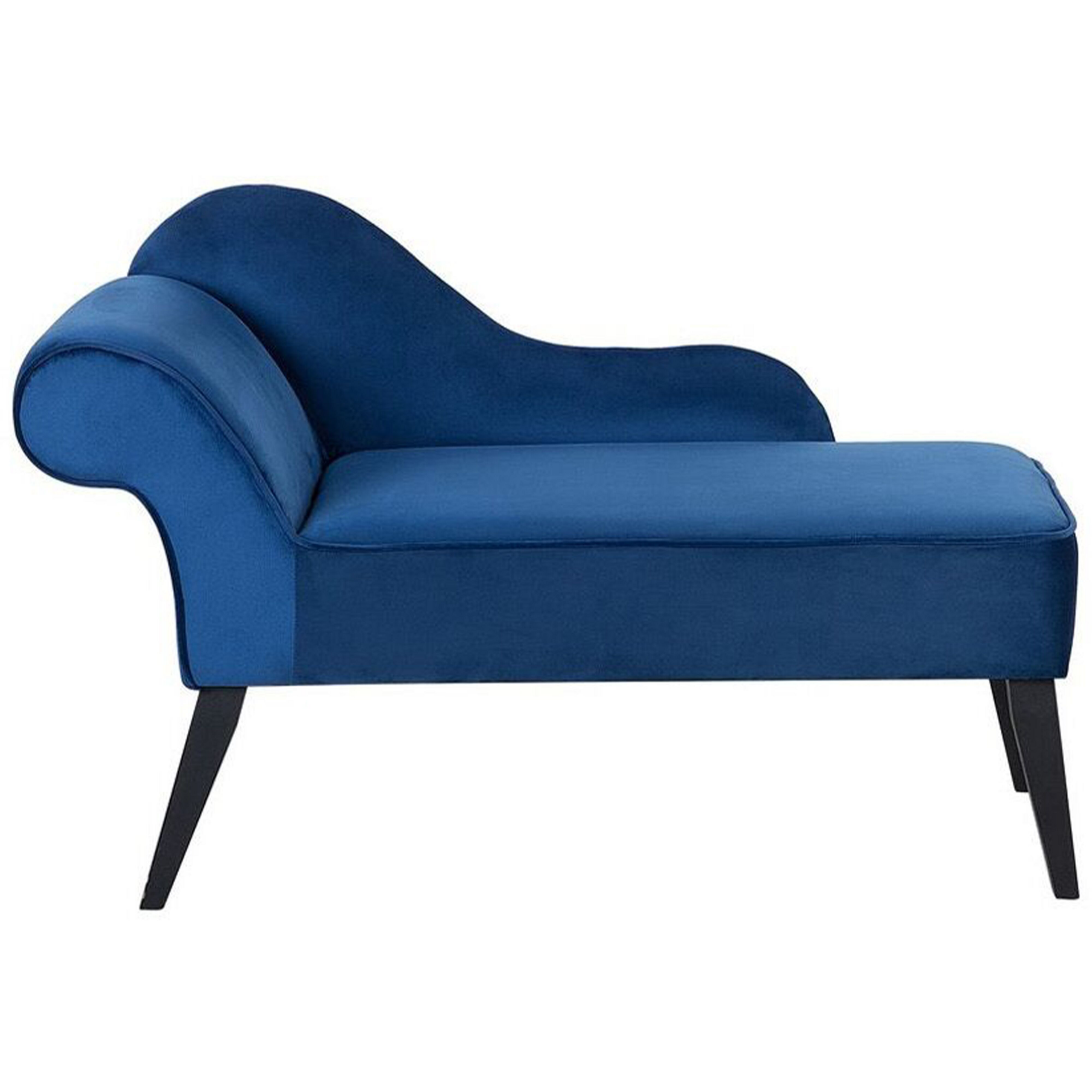 Chaise longue fluweel blauw linkszijdig BIARRITZ