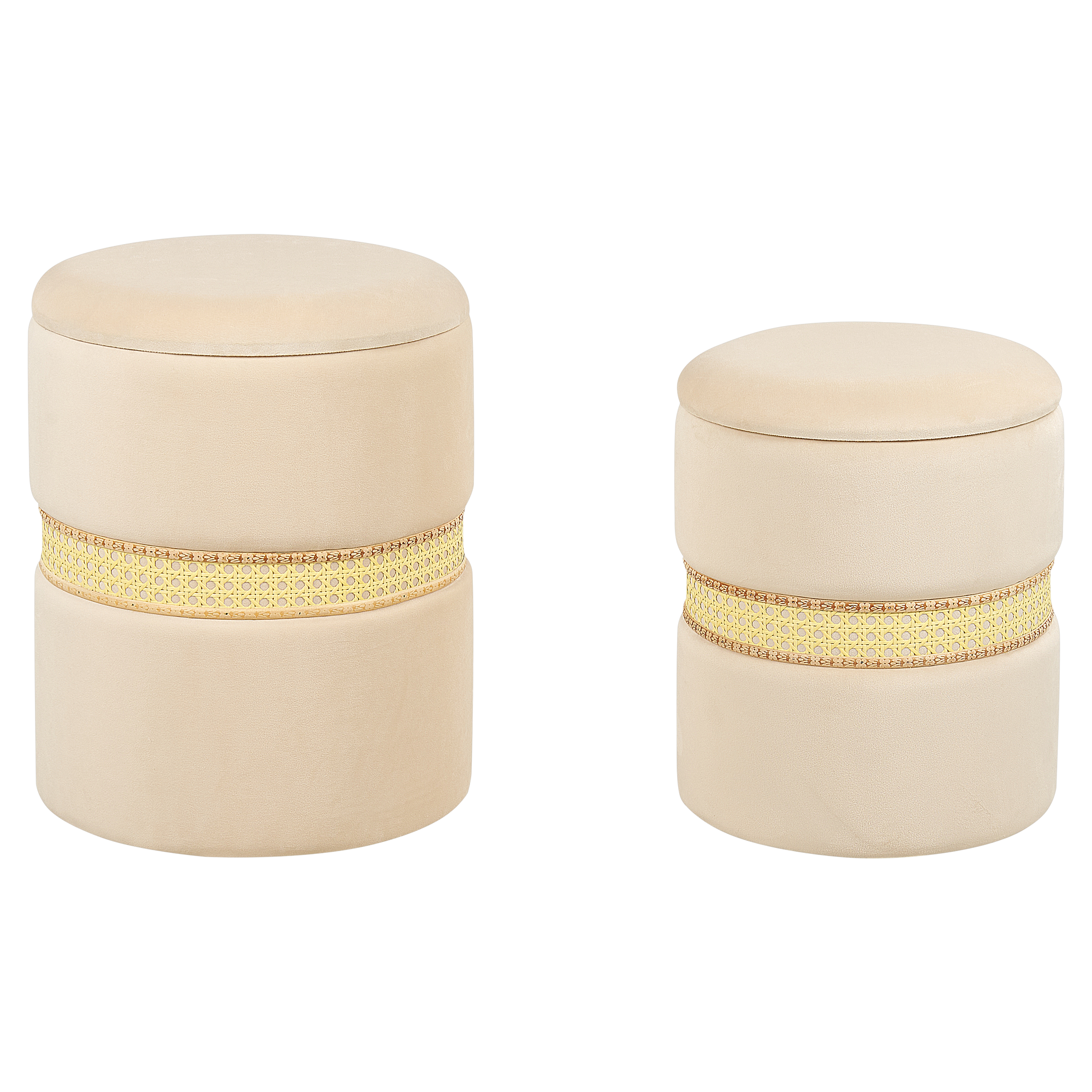 Poef set van 2 fluweel beige MEDFORD