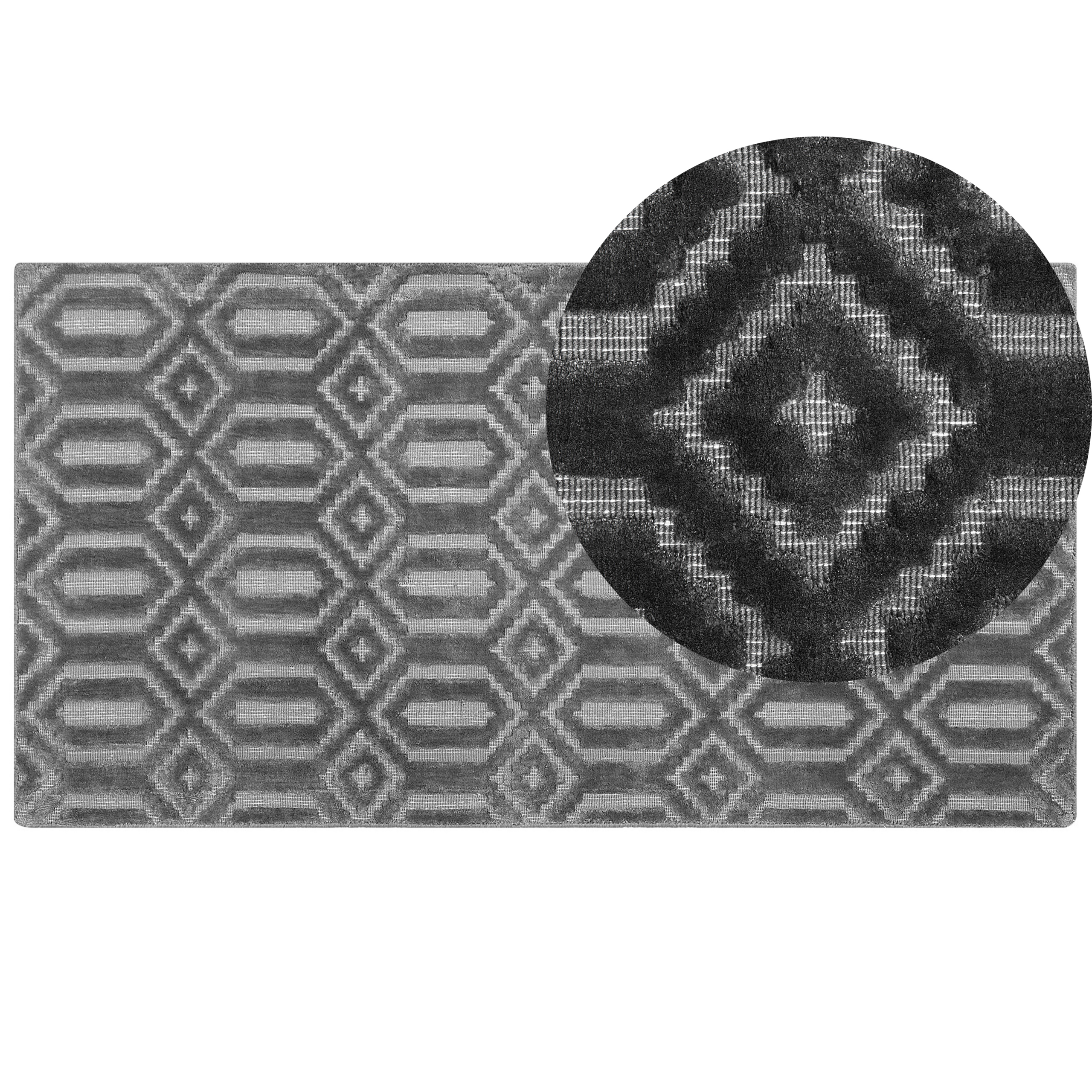 Vloerkleed viscose donkergrijs 80 x 150 cm ADATEPE