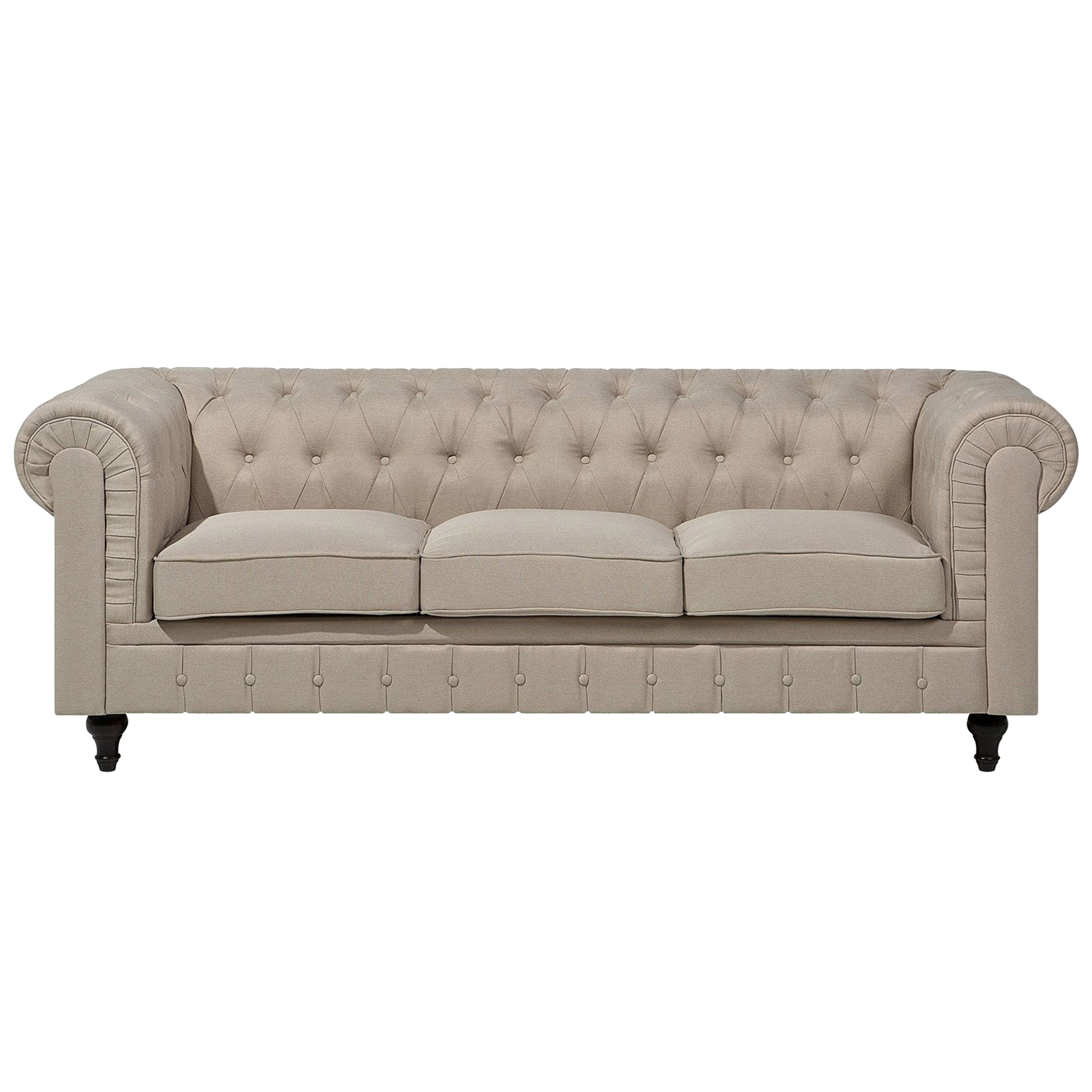 Driezitsbank stof beige CHESTERFIELD L