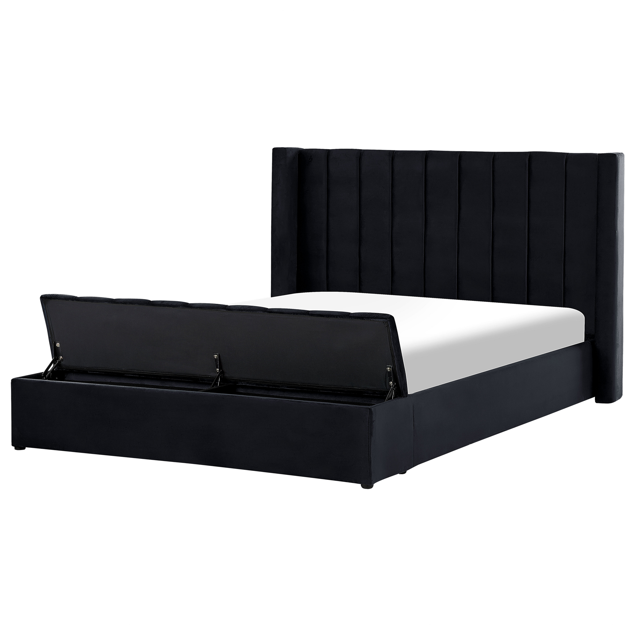 Waterbed met opbergruimte fluweel zwart 180 x 200 cm NOYERS
