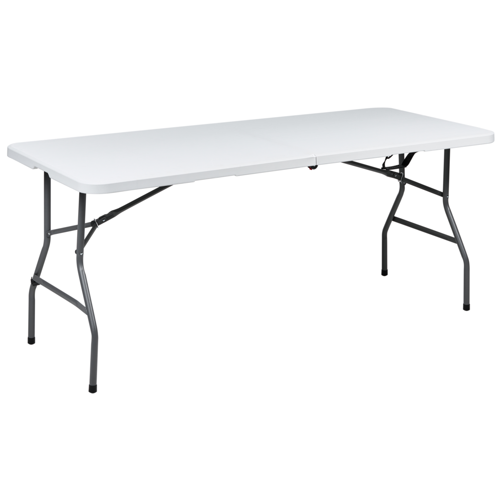 Tavolo da pranzo da giardino in materiale sintetico bianco 180 x 74 cm 6 posti a sedere rettangolare pieghevole gambe in metallo Minimalista