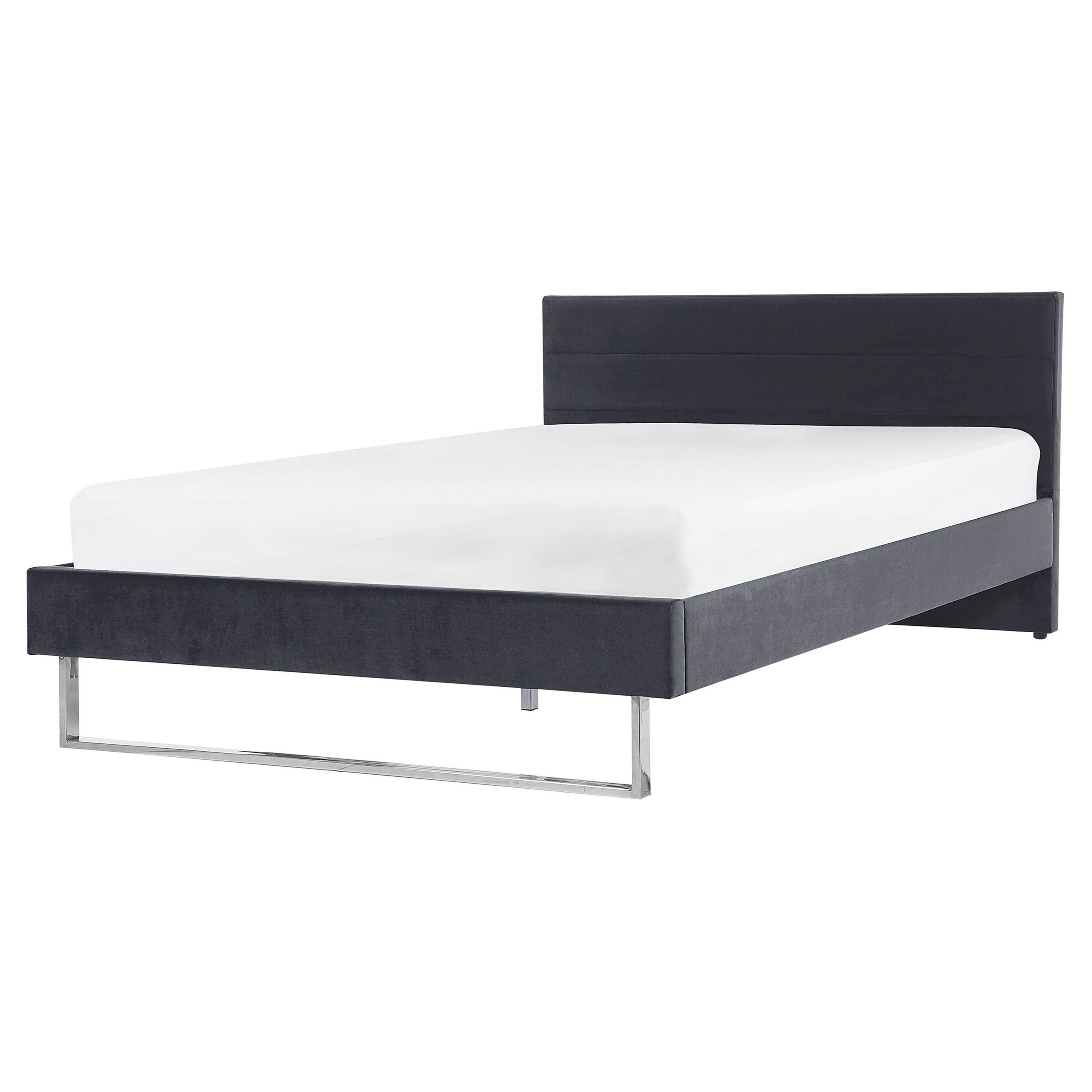 Bed fluweel grijs 160 x 200 cm BELLOU
