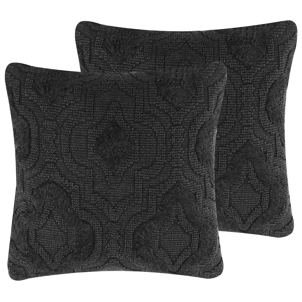 Image of Set di 2 cuscini in cotone grigio scuro 45 x 45 cm ideale per interni