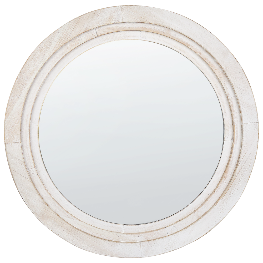 Specchio da parete MDF bianco sporco ø 60 cm Rotondo Decorativo Fatto a mano Pezzo d'arredo Stile scandinavo