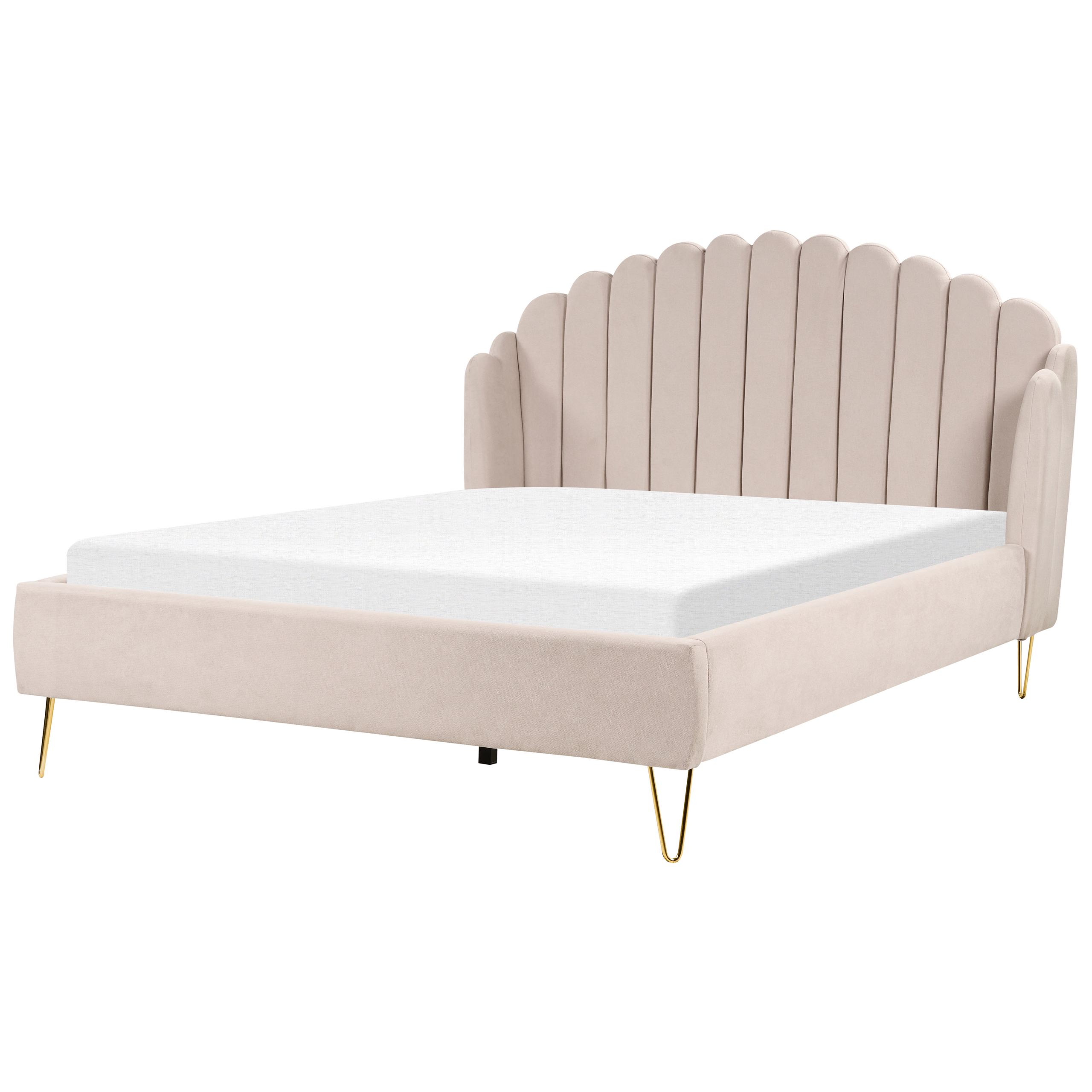 Beliani - Cama de casal em tecido creme 180 x 200 cm AMBILLOU