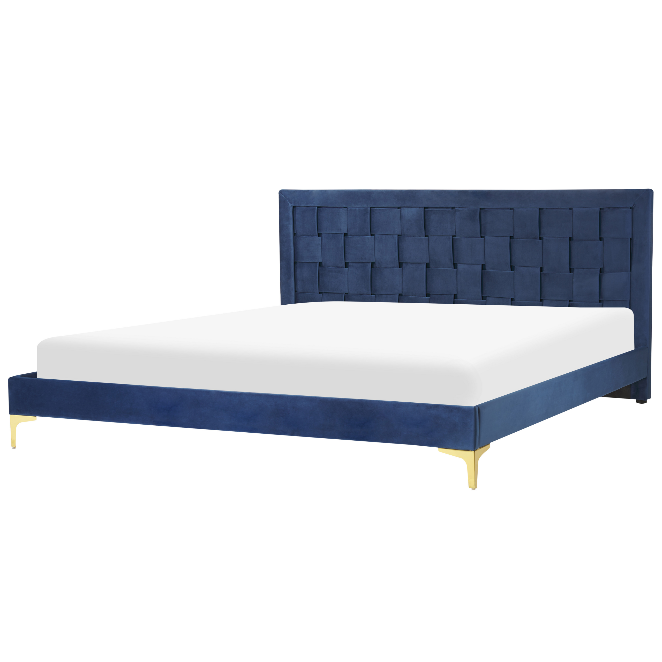 Bed fluweel donkerblauw 180 x 200 cm LIMOUX