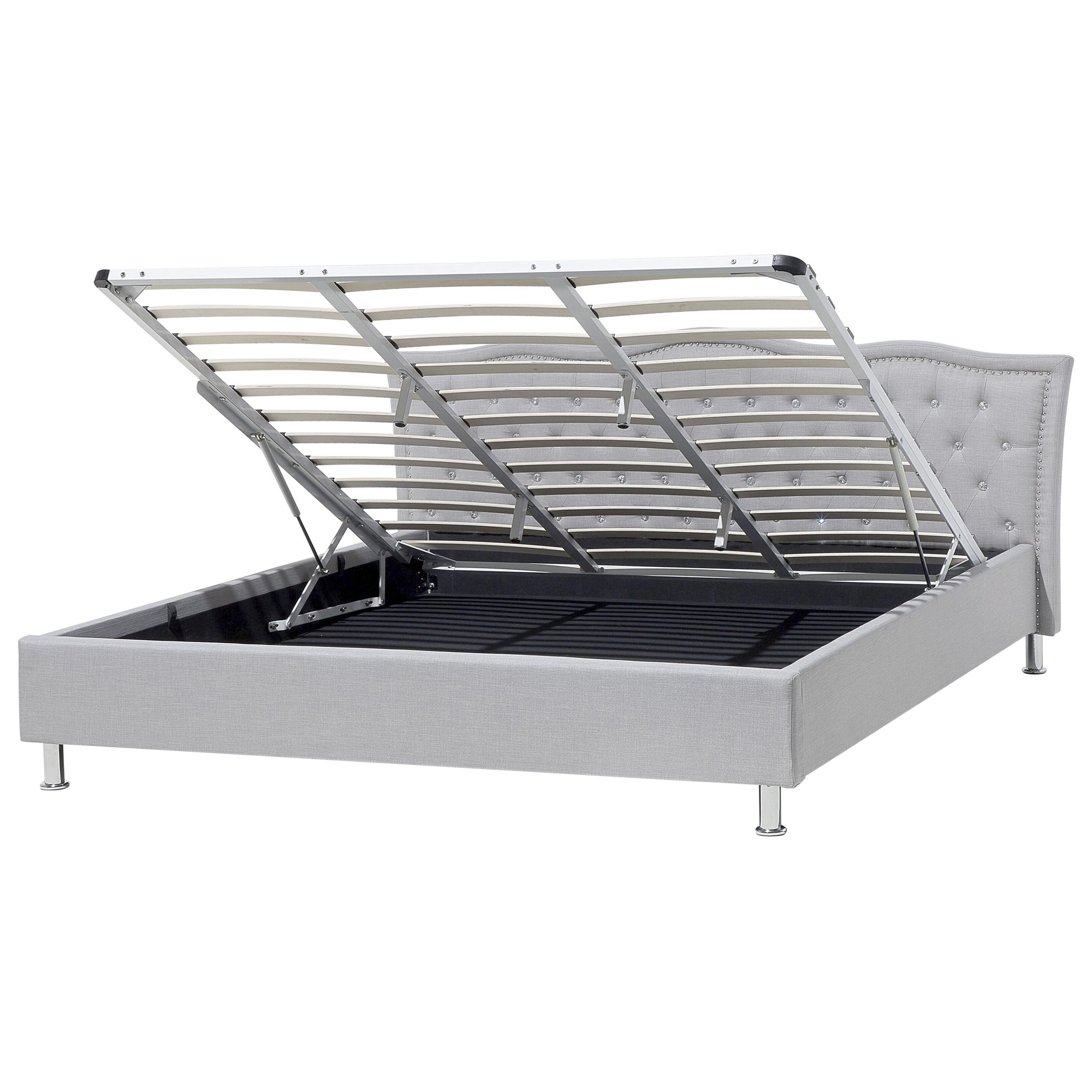 Bed met opbergruimte stof grijs 180 x 200 cm METZ