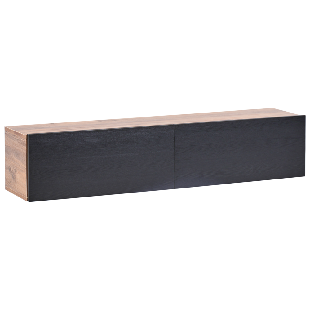 Mobile Porta TV a parete nero e marrone 140 cm fino a 70ʺ 2 porte Design minimalista Soggiorno