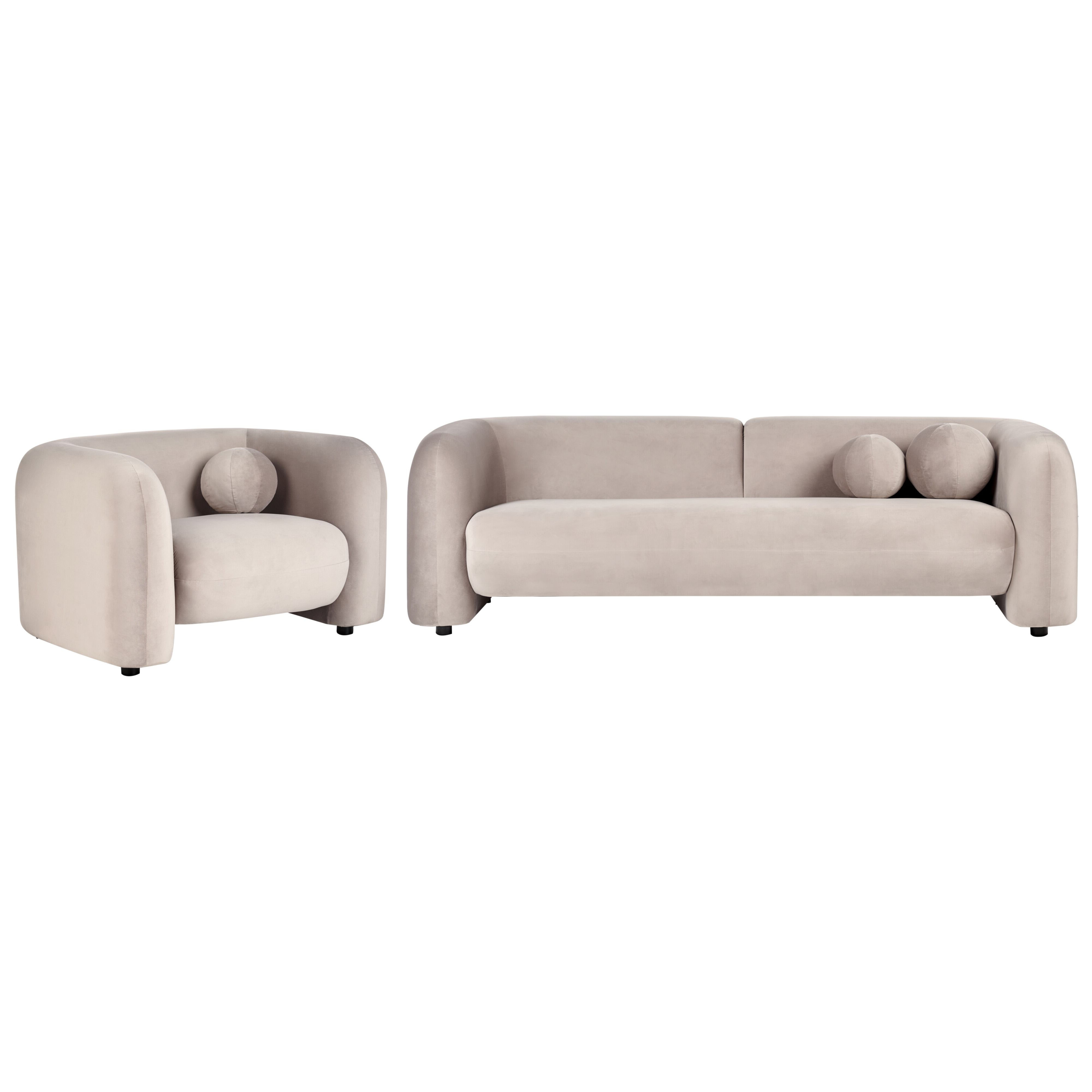 Bankenset 4-zits fluweel taupe LEIREN