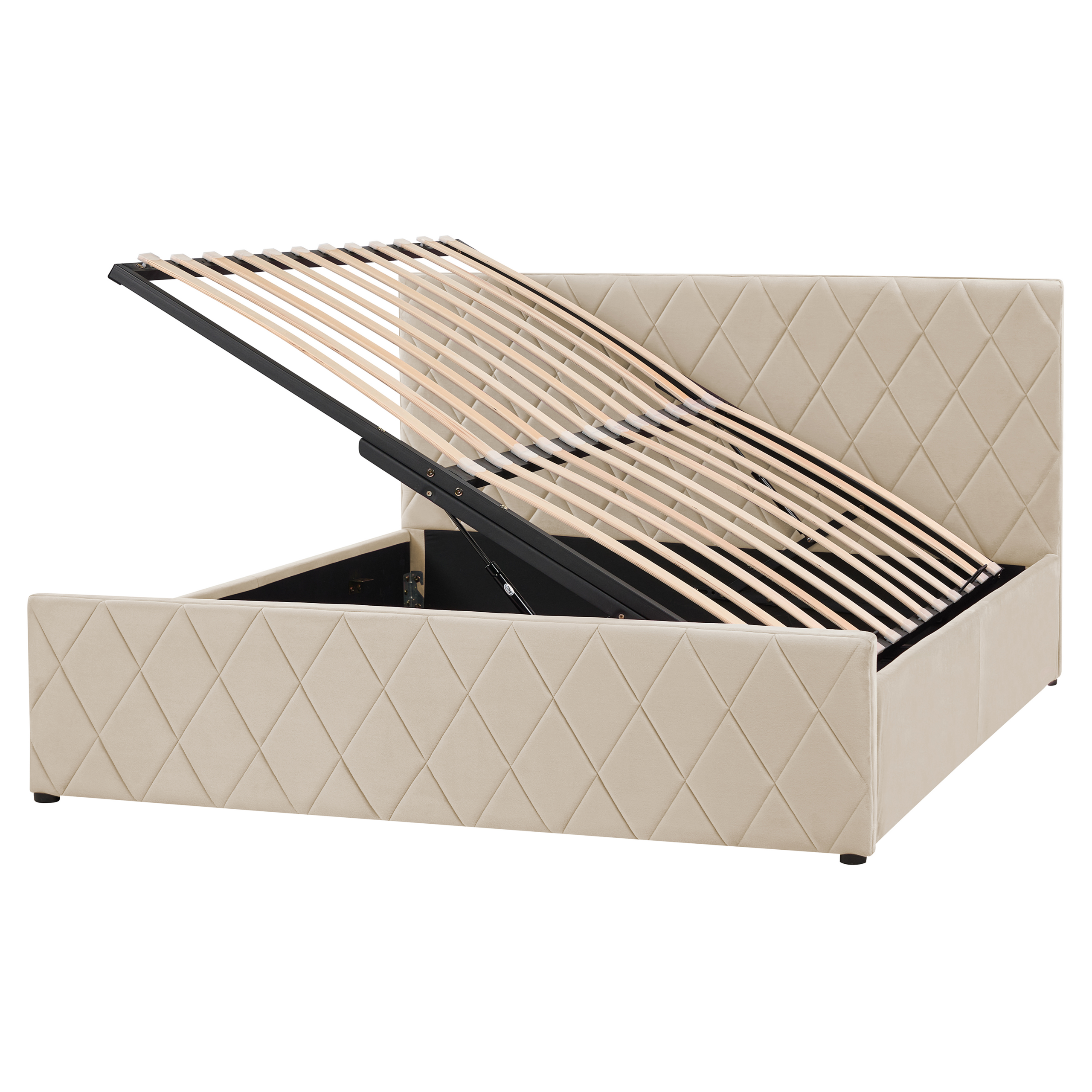 Bed fluweel beige 160 x 200 cm ROCHEFORT