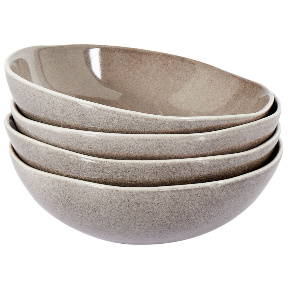 Image of Set di 4 piatti fondi fatti a mano finitura smalto reattivo Grigio Cucina Sala da pranzo