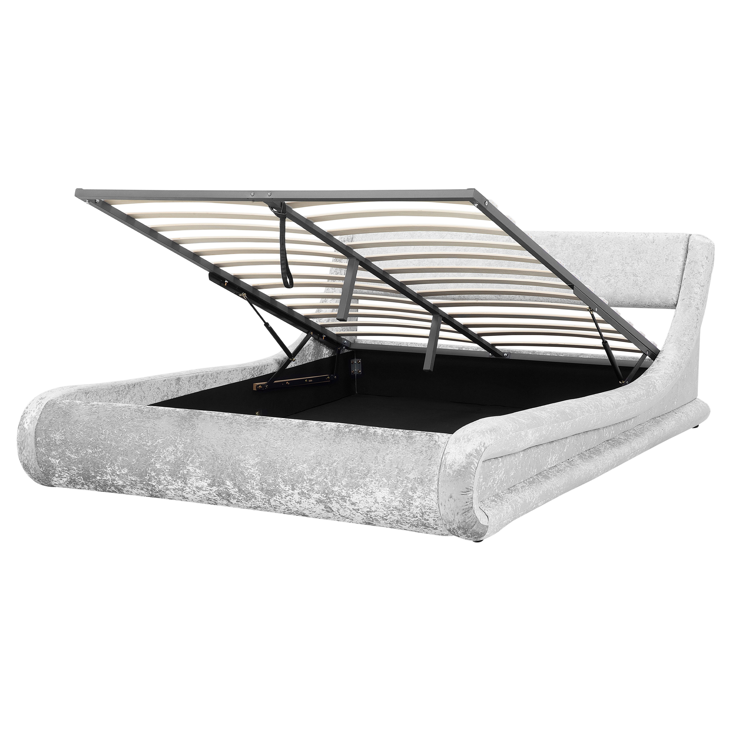 Bed met opbergruimte fluweel zilver 160 x 200 cm AVIGNON